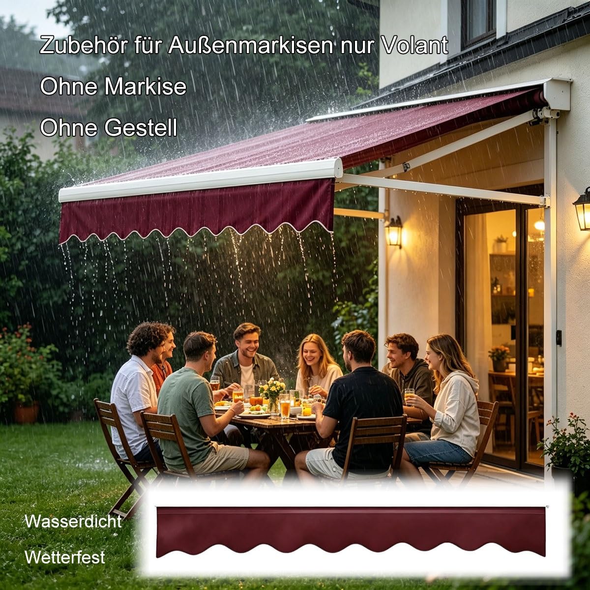 Générique Lambrequin Store Banne avec Jonc, Lambrequin de Remplacement Polyeste Résistant aux Déchirures pour Terrasse Jardin Patio Protection Solaire(Bleu,B700cmxH20cm)