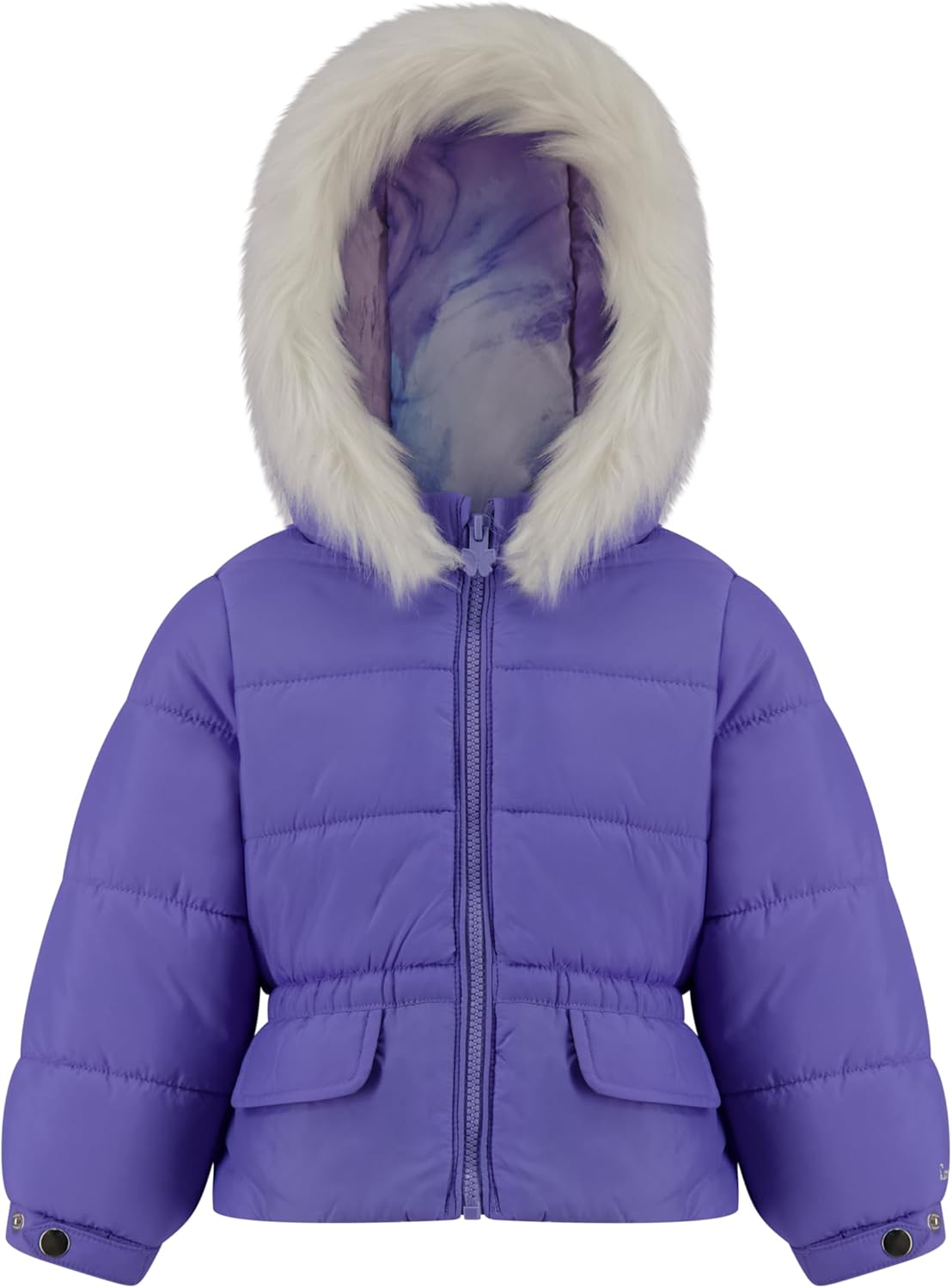 LONDON FOG Girls' Heavyweight Puffer Jacket with Faux Fur Hood and Fleece Lining