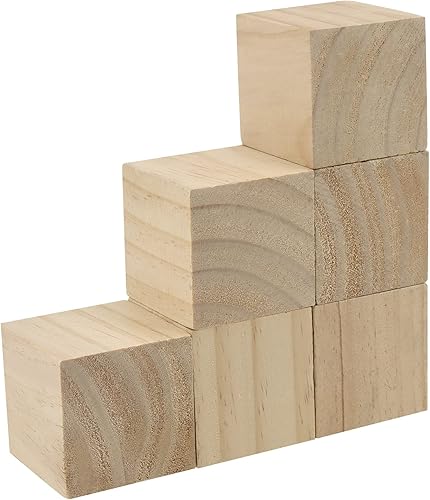 Miniatura 5 de KEILEOHO 10 bloques de madera de 2.5 pulgadas, cubos de madera sin terminar, bloques cuadrados sólidos en blanco para manualidades, pintura,