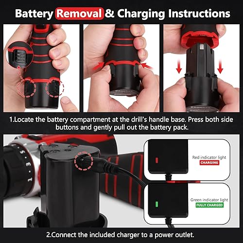 Miniatura 8 de KingTool Juego de herramientas de 276 piezas  Kit de herramientas con taladro eléctrico inalámbrico de 12 V, caja de herramientas con cajón, juego