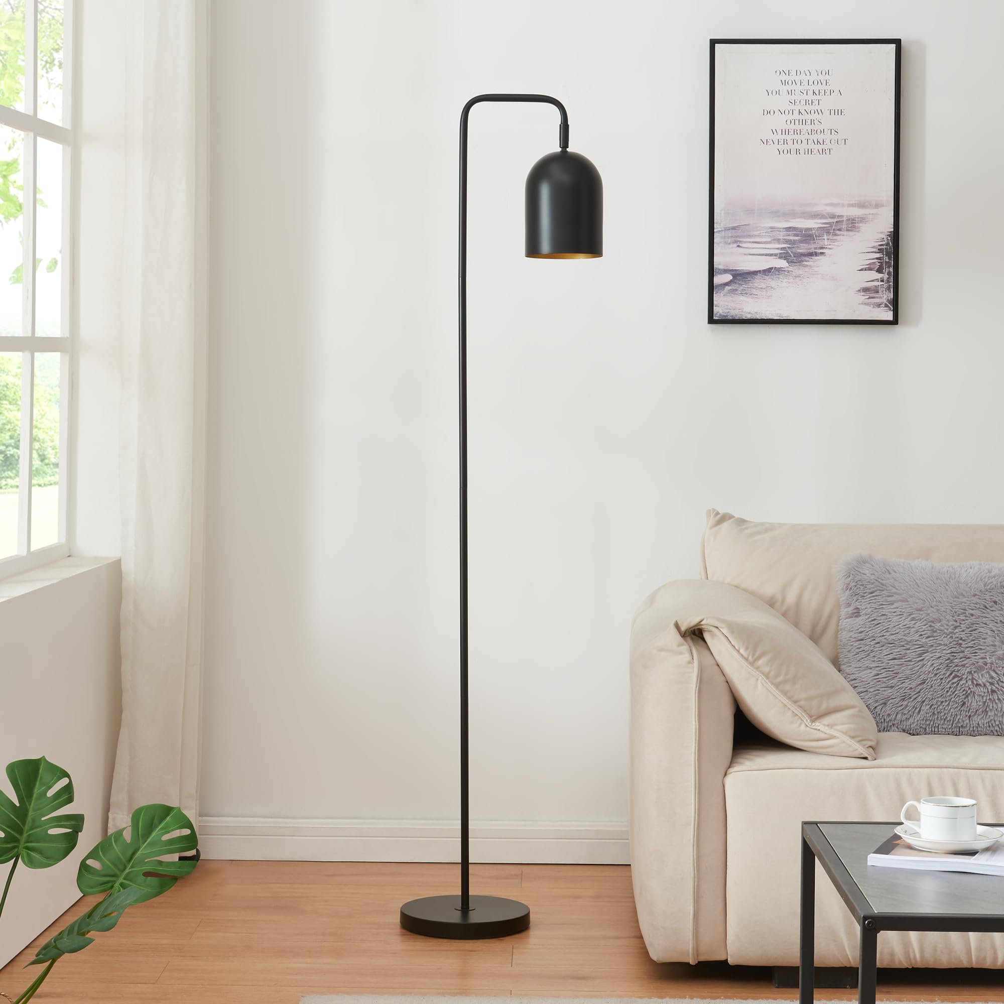 lux.pro Lámpara de pie Barnard Lámpara de Suelo con Pantalla para Salón Despacho Dormitorio Oficina Estilo Moderno Metal 159 cm - Negro