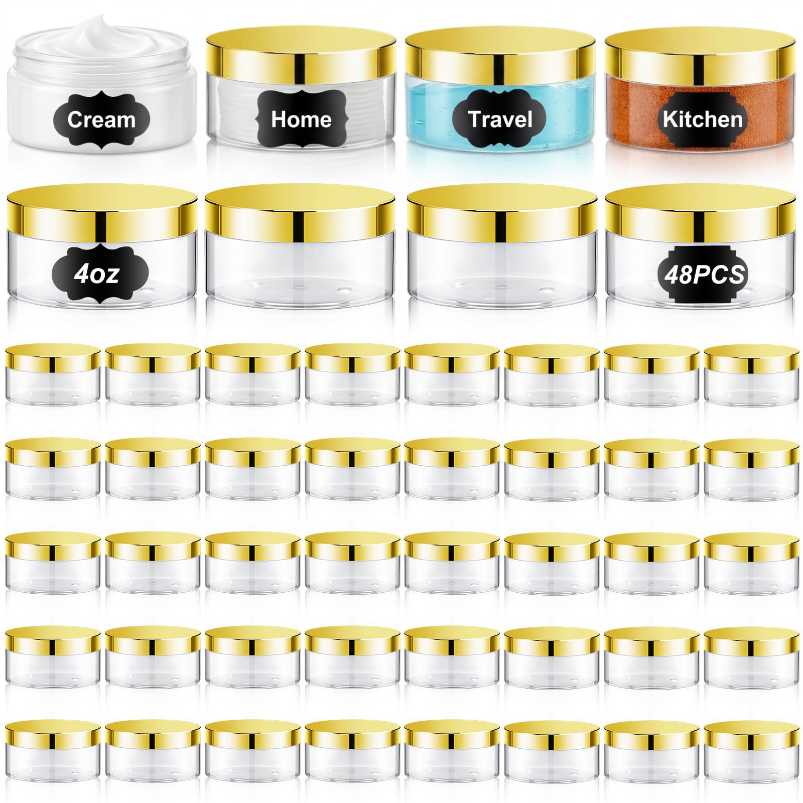 Uiifan 48-Pack 4oz Plastic Jars
