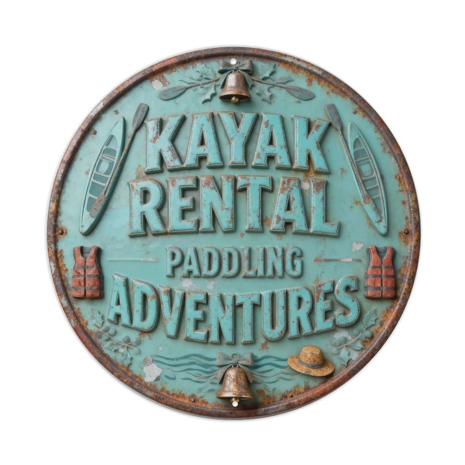 KAYAK RENTAL PADDLING ADVENTURES Metal Tin Sign Plaque