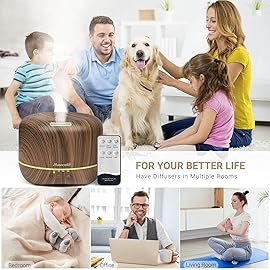Aromatherapy Essential Oil Diffuser for Room: Air Humidifier Aroma Scent Cool Mist Diffuser Colorful Lights Wood Cute Small Large Waterless Auto Off Ultrasonic Diffusers for Home Bedroom (300ml)