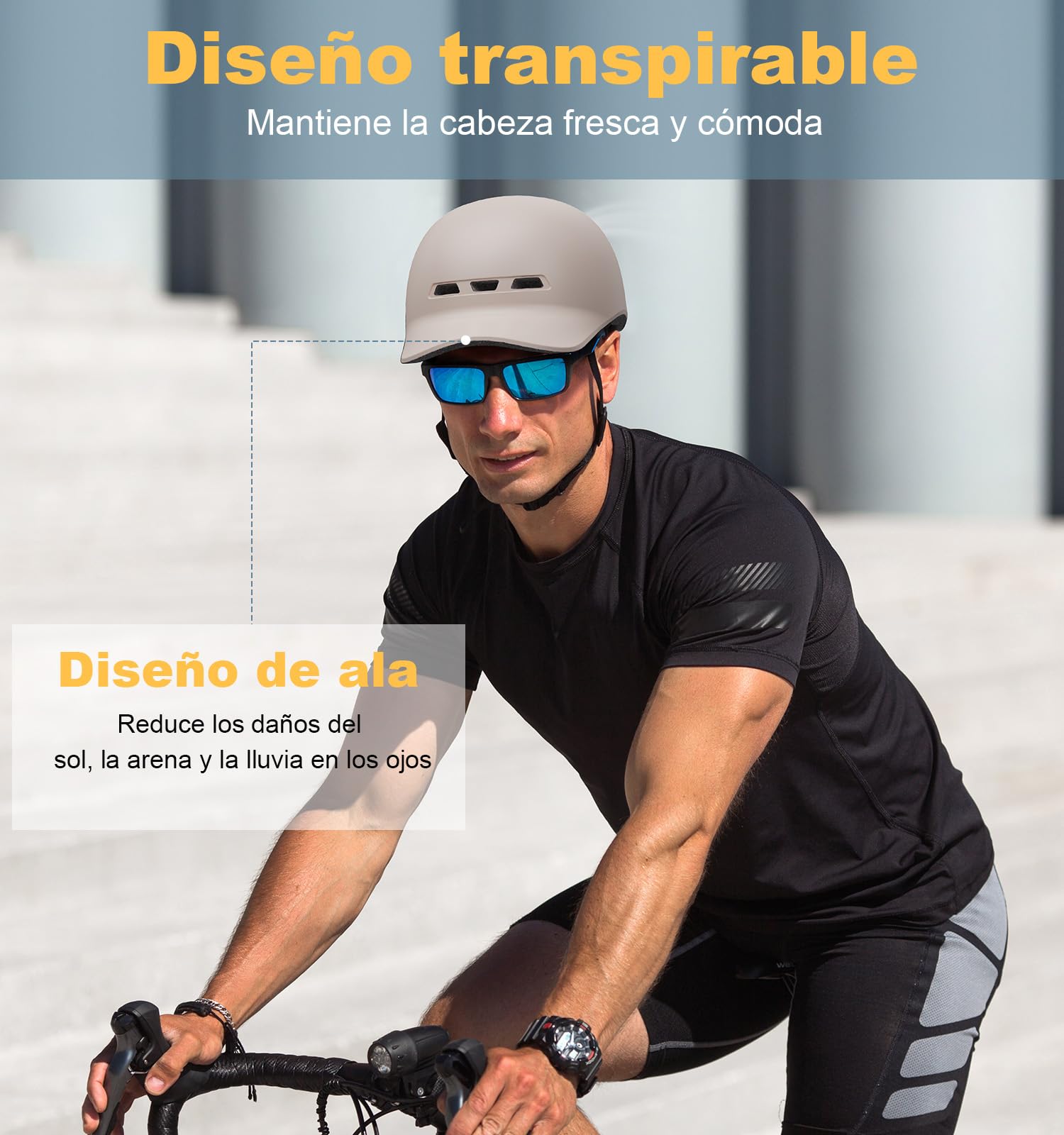Shinmax Casco Bicicleta Adulto con Visera Casco Bici Urbano para Hombre y Mujer Casco Patinete Protección de la Seguridad Casco de Ciclismo Ciudad Scooter Carretera Montaña Ajustable Tamaño 57-62cm