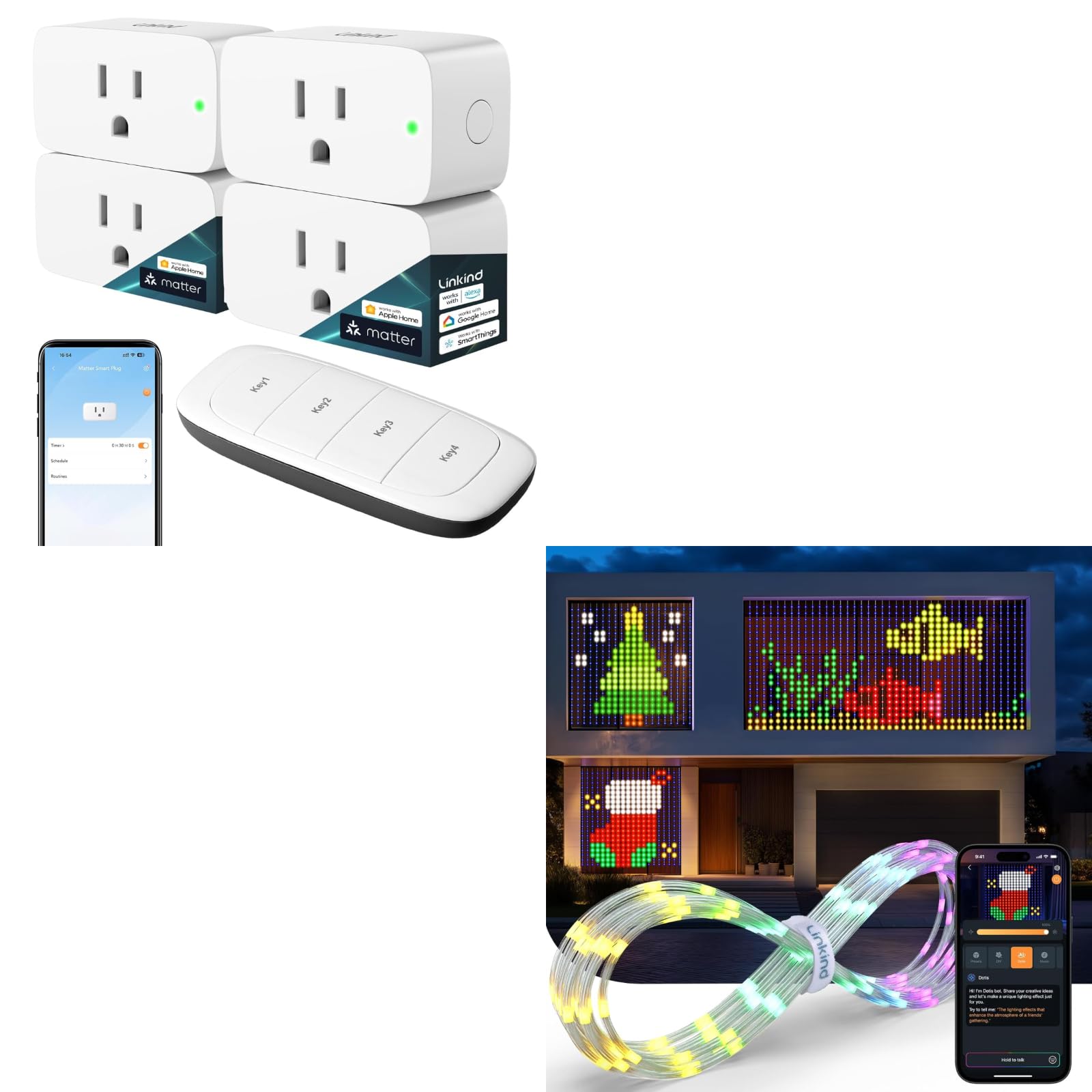 Linkind Smart Plug with Remote Smart Curtain Lights
