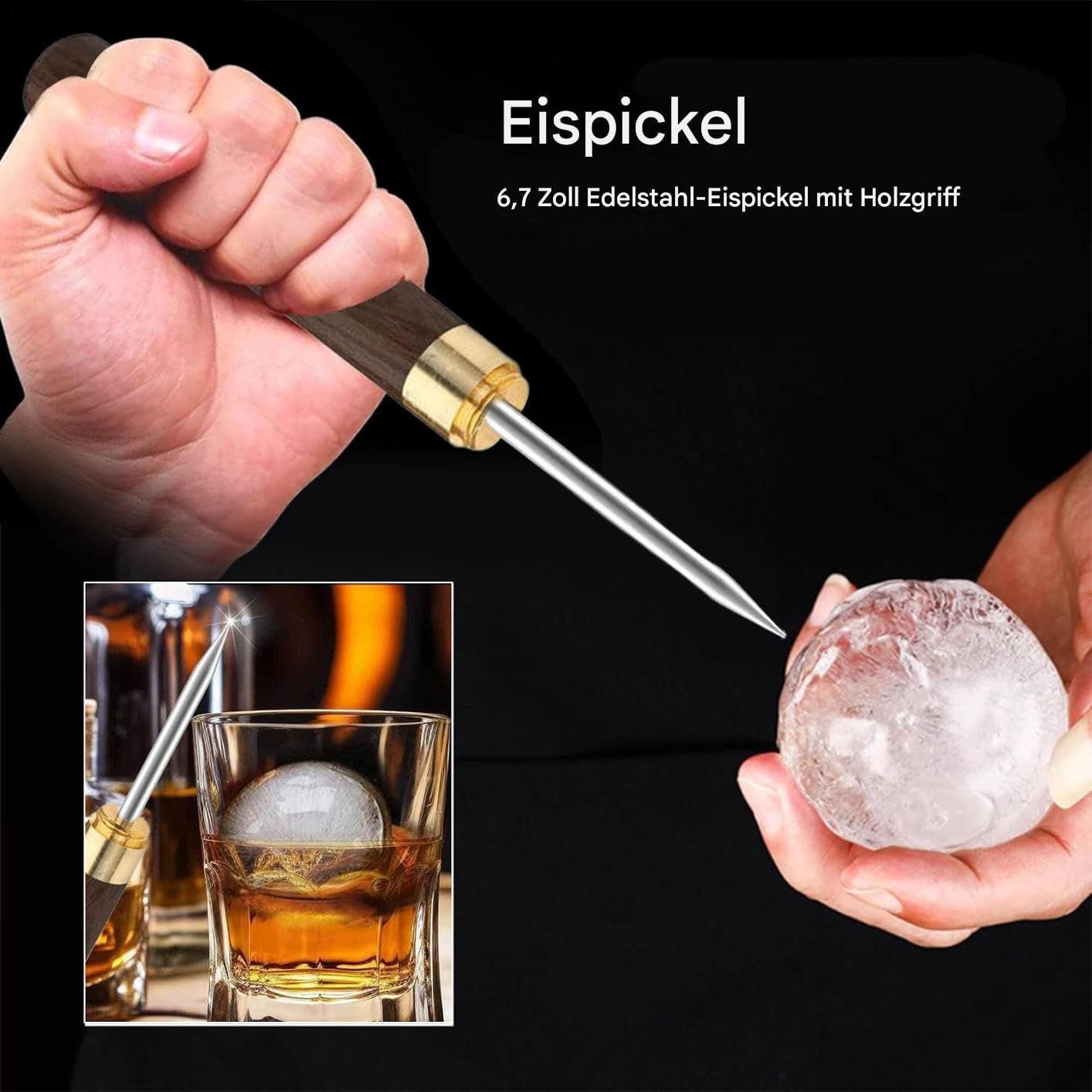 Piolet - Herramienta para romper el hielo, herramienta de cocina antideslizante con mango para el hogar, camping, picnic