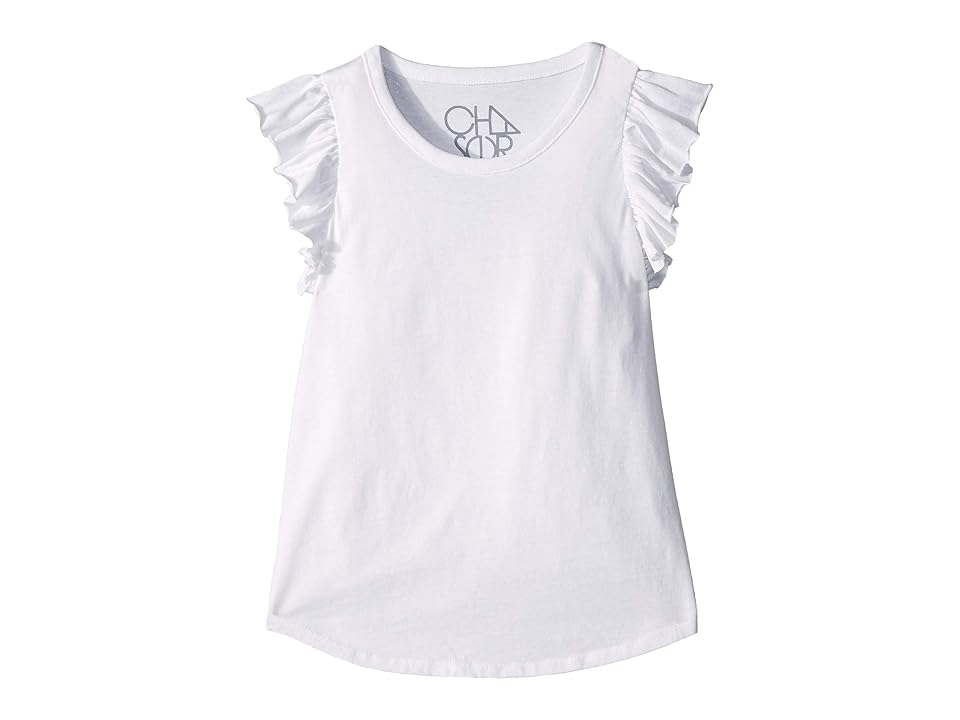 

Chaser Kids Super Soft Vintage Jersey Ruffle Sleeve Shirttail Muscle (Little Kids/Big Kids) (White) Girl's Clothing