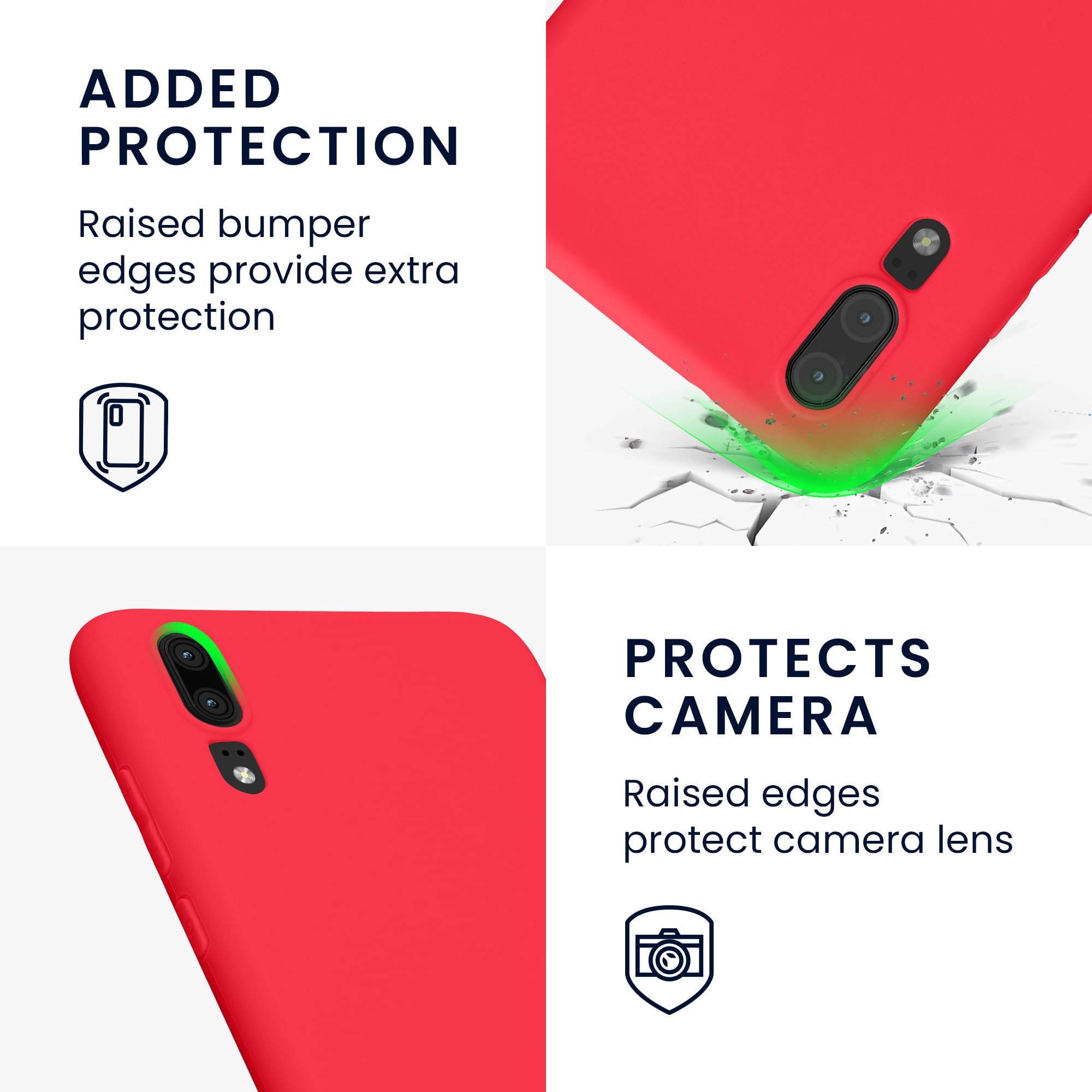 kwmobile Case for Huawei P20 Case - Soft Cover - Shockproof TPU Material - Wireless Charging - Neon Pink - Image 3