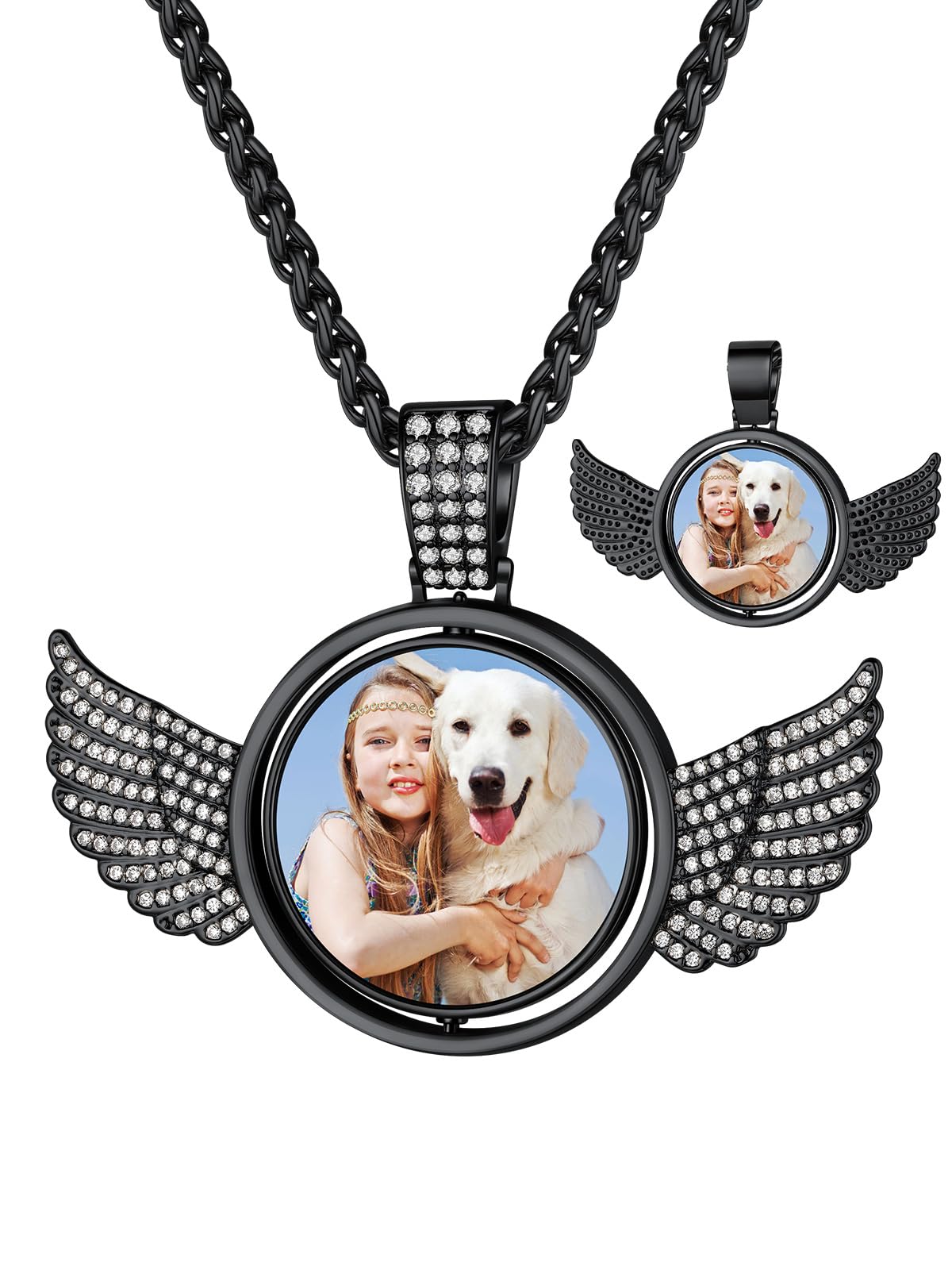 Custom4U Picture Necklace Personalized Photo Circle Chain for Men Women