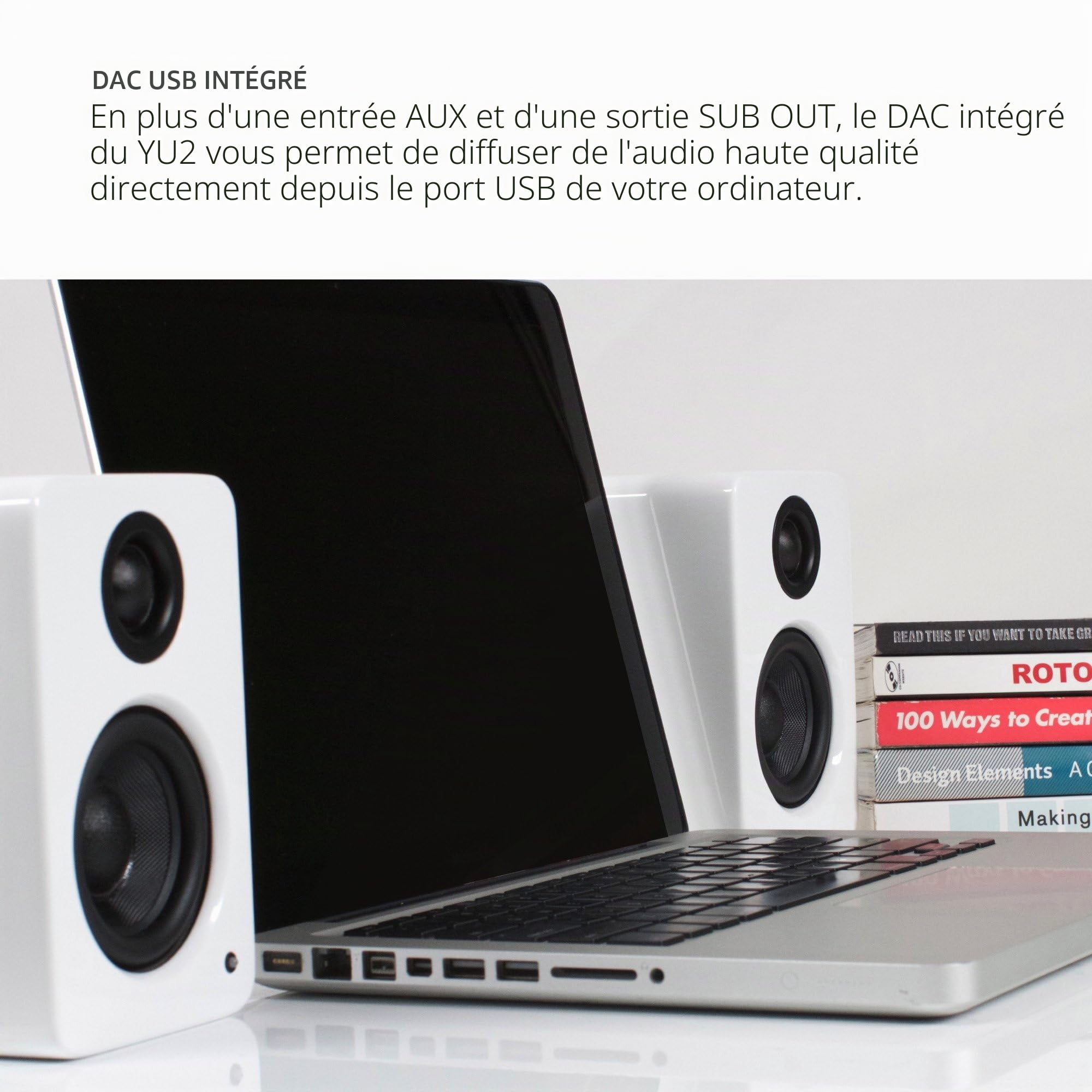 Kanto Enceintes PC YU2 de Bureau (Blanc Mat)