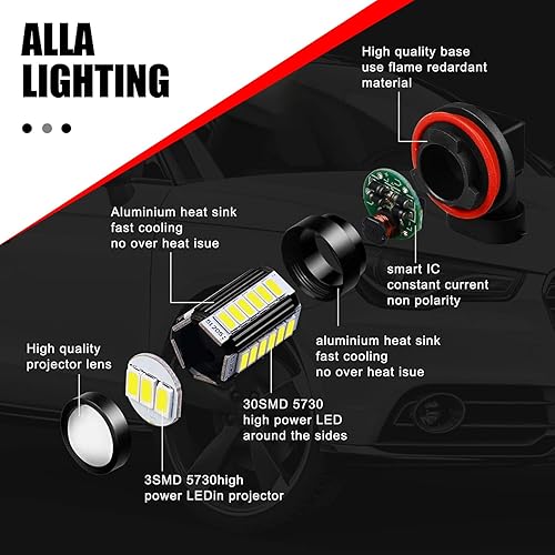 Miniatura 3 de cerfioo 2 bombillas LED antiniebla 9006 automotrices, 6500 K blancas brillantes luces antiniebla, 12 V Plug and Play 1500 lúmenes de potencia,