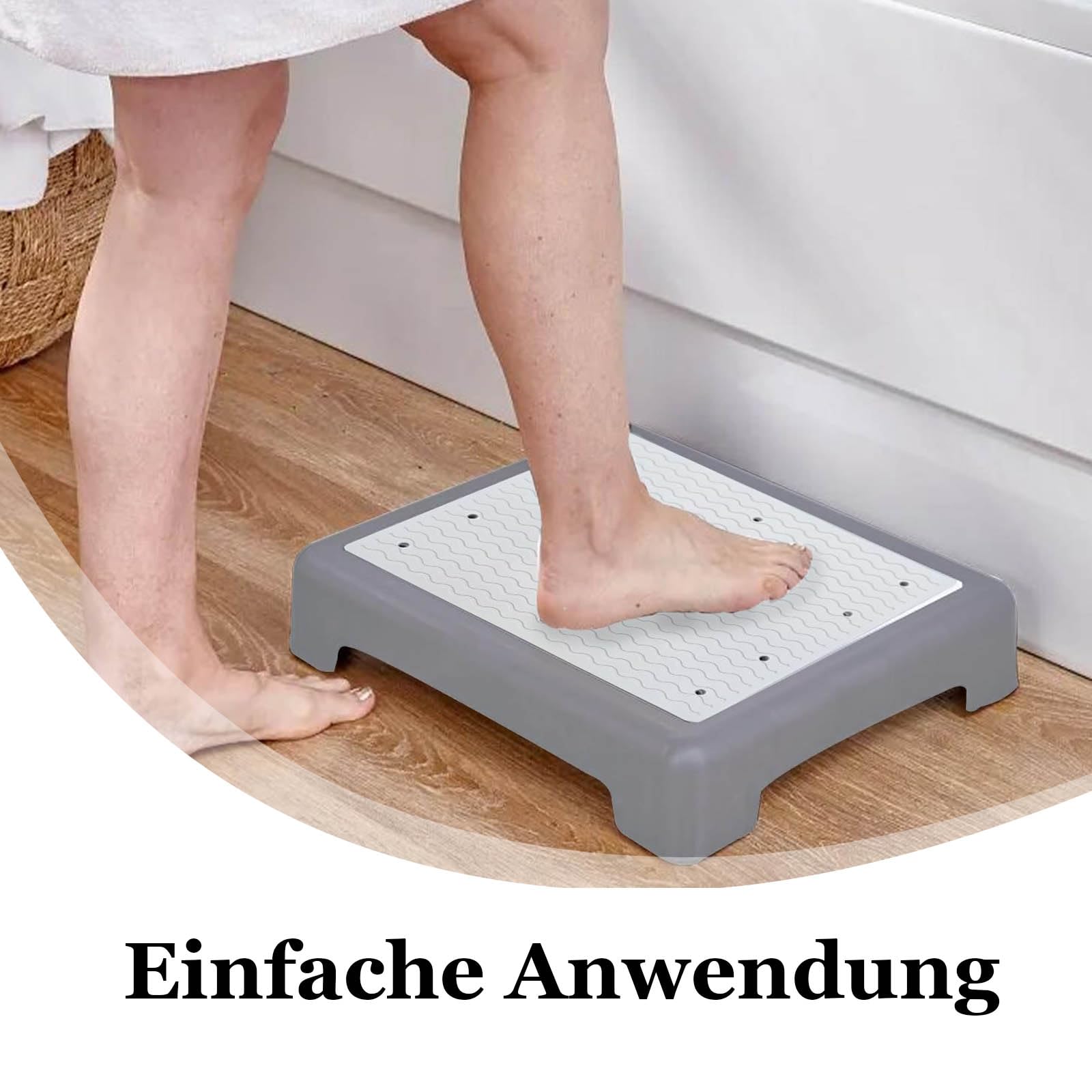 Sgabello di Supporto Mezzo Gradino, Sgabello Half Step per Anziani, Impilabile Mezzo Gradino Antiscivolo Portatile Aiuto per Scale, Portata Massima 200 kg, per Sedie a Rotelle e Automobili, Grigio