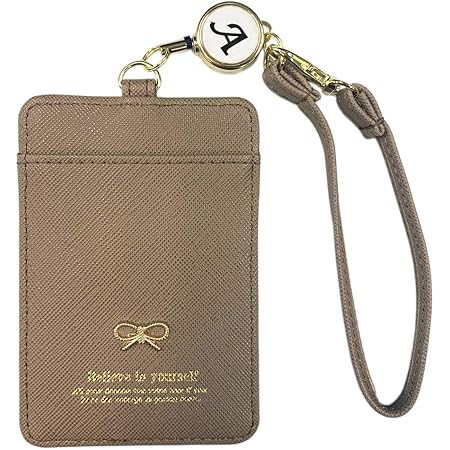 Amazon Co Jp パスケース リール付き イニシャル 名入れ 定期入れ Idケース 社員証 Icカードケース カードケース 両面 ストラップ付 通勤 通学 スマイル ニコちゃん リボンデザイン レディース パスケース グレージュ リール イニシャルa シューズ バッグ