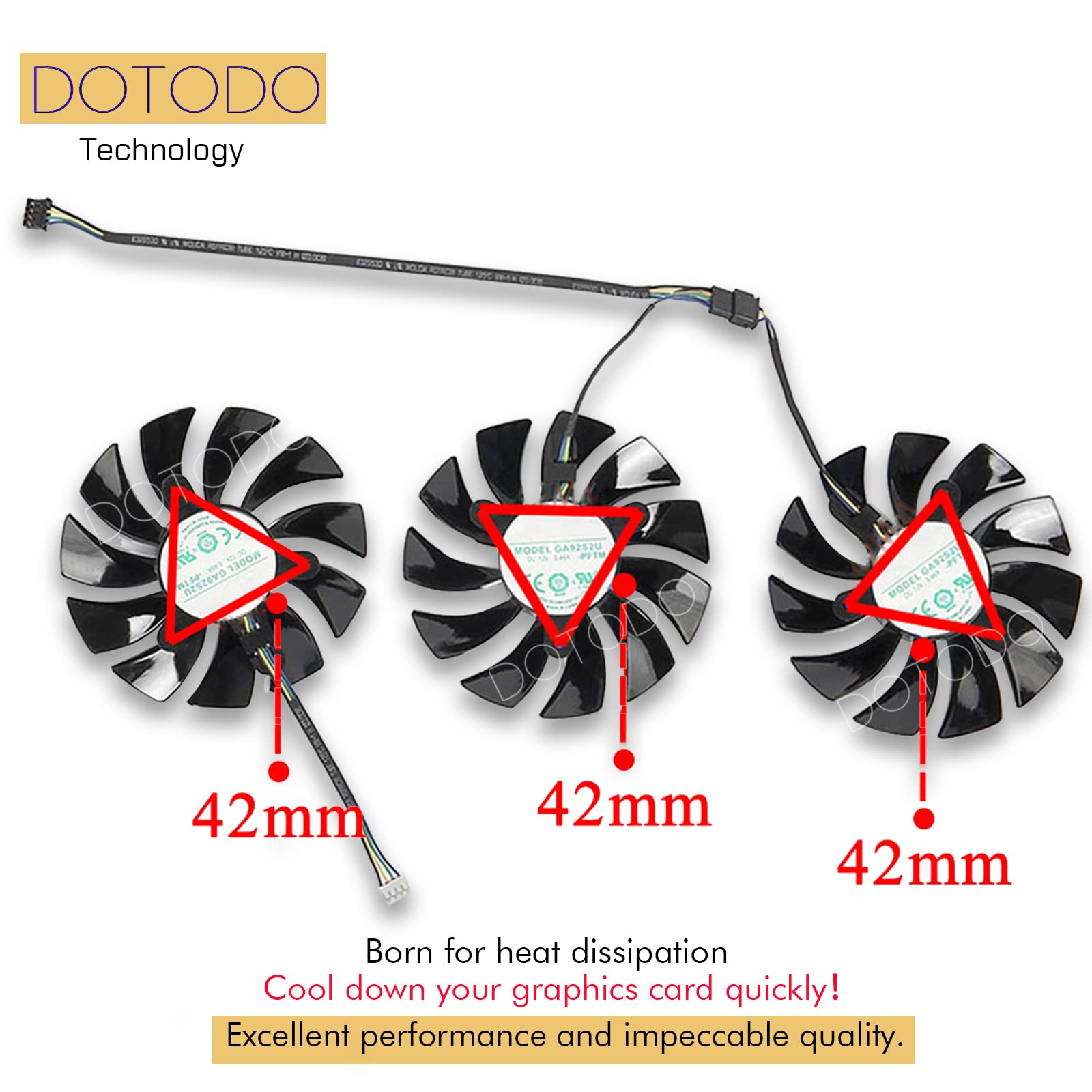 87 mm GA92S2U DC12V 0.46A 4PIN Tarjeta gráfica Ventilador para ZOTAC GeForce RTX 2080 RTX 2080 Ti AMP Edition Ventilador (Fan-ABC)