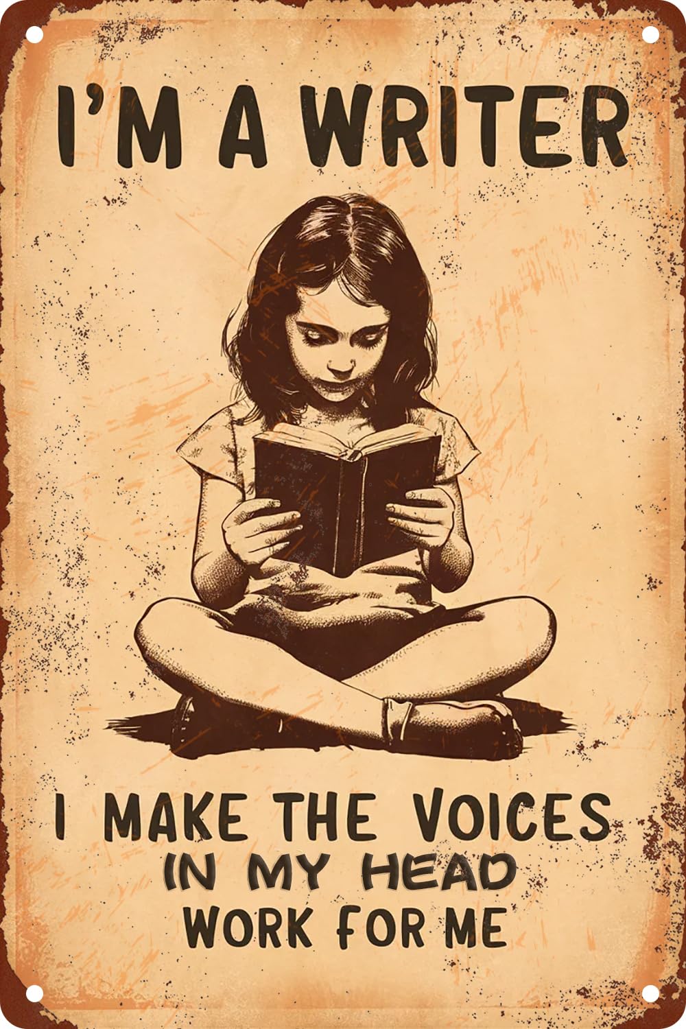 I'M A Writer I Make The Voices In My Head Work For Me Retro Metal Tin Sign For Office Bedroom Wall Art Decor 8x12 Inch