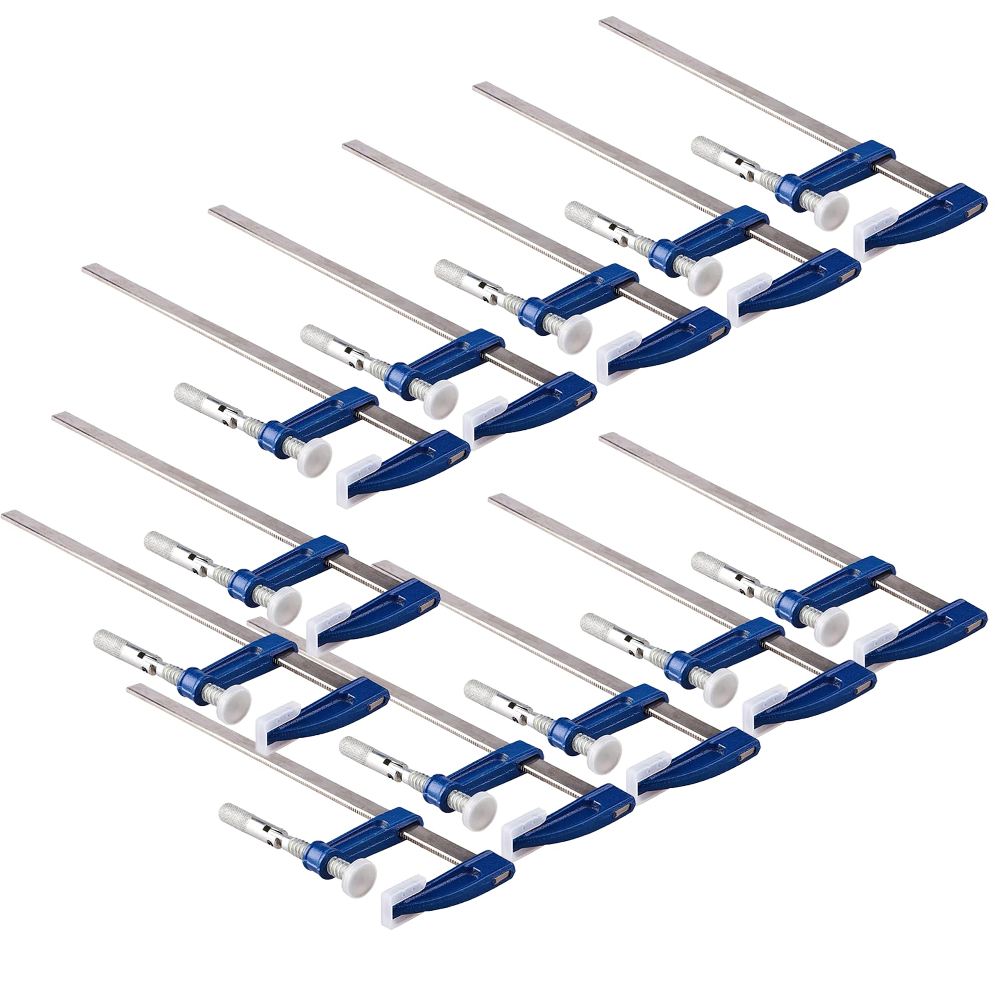 Abrazaderas de barra resistentes F-Clamp – Paquete de 12, 300 x 50 mm con cubiertas protectoras de mandíbula, juego de abrazaderas deslizantes de liberación rápida para carpintería, albañilería y