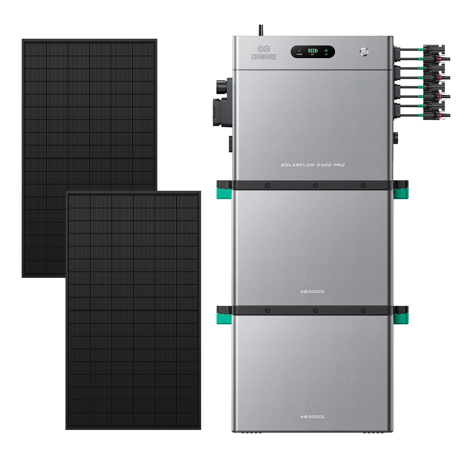 Zendure SolarFlow 2400 Pro Balkonkraftwerk, mit 2 AB3000L, 2 515W Modules