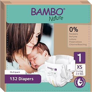 Pañales Bambo Nature talla 1 – 2 a 4 kg (Pack 6 x 22 Un)