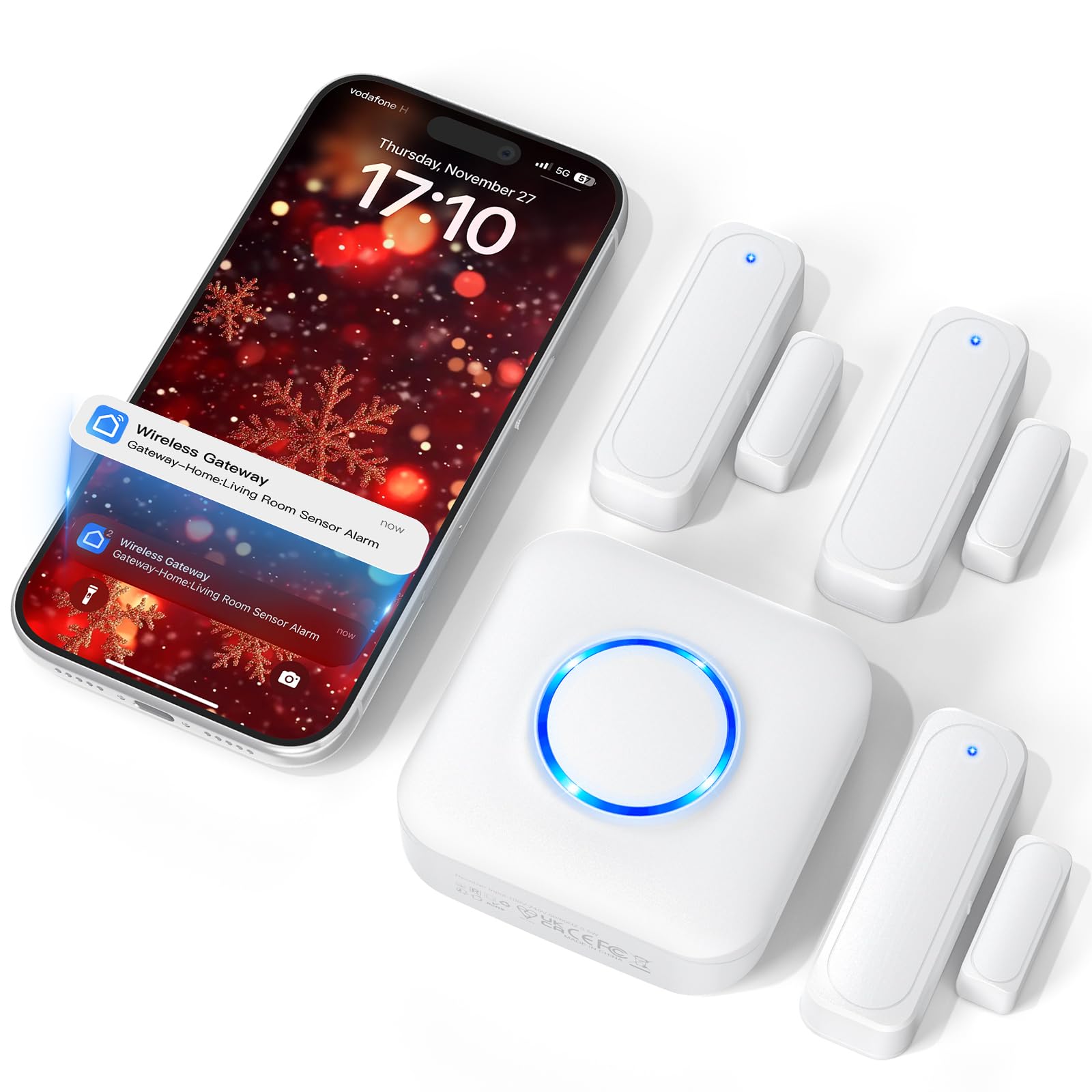 Satisure WiFi Door Sensor Chime 3-Sensor Kit
