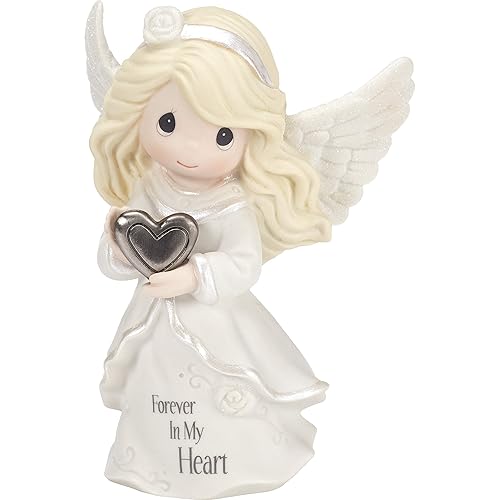 Precious Moments Forever in My Heart Angel Memorial Bisque Porcelain/Metal Figurine 182012 - Angel Figurine