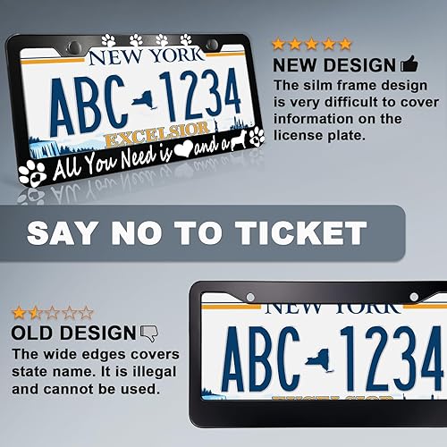 Miniatura 8 de XYCustomBest Marco de matrícula de acero inoxidable negro mate, con 2 tapas de rosca para vehículos de EE. UU. y CA