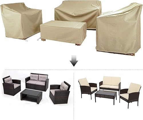 Miniatura 3 de Fundas para Muebles de Patio, Funda para Muebles de Exterior Impermeable, Fundas de Juego de Muebles de Patio para Juego de Conversación al Aire