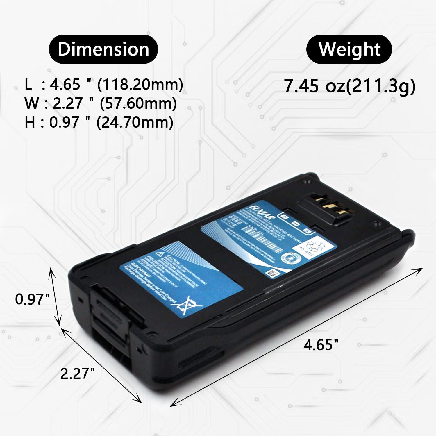 elxjar (2-Pack) 7.2V 1800mAh Ni-MH Replacement Battery for Kenwood TK-2180 TK-3180 TK-5210 TK-5310 TK-5410 NX-410 NX-411 KNB-33L KNB-33Li KNB-32N KNB-31A BP5633LI Radios