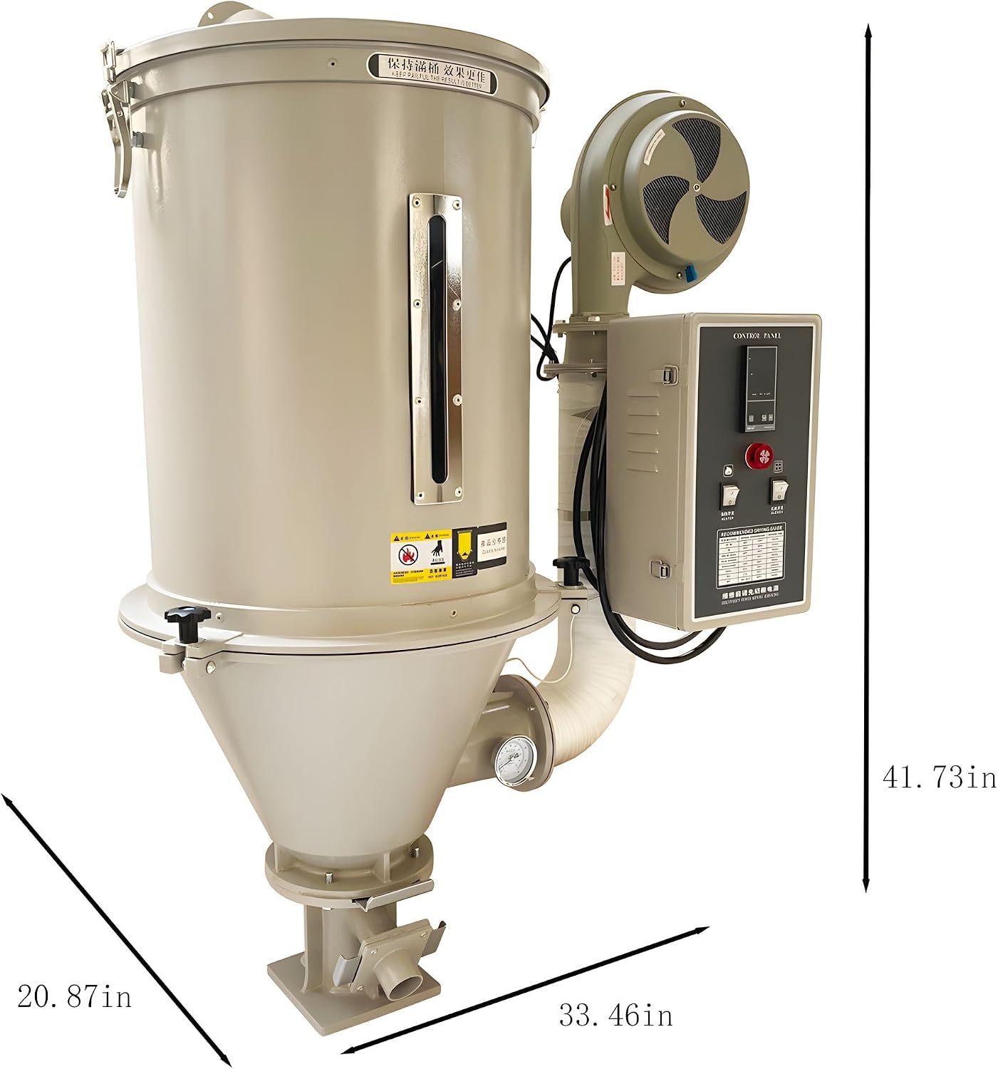 220V 4500W 50kg Hopper Type Plastic Dryer Stainless Steel Hot Air Plastic Drying Machine