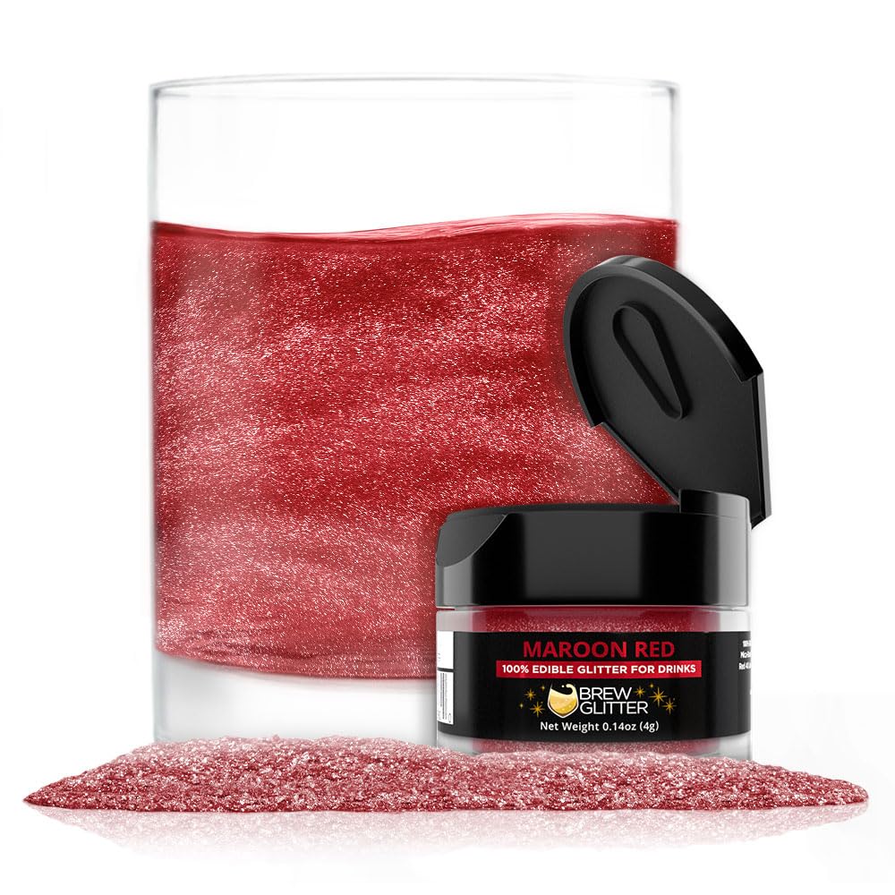 Brew Glitter (1x 4g Jar) | Edible Glitter for Drinks, Cocktails, Beer, Garnish & Beverages (Maroon)