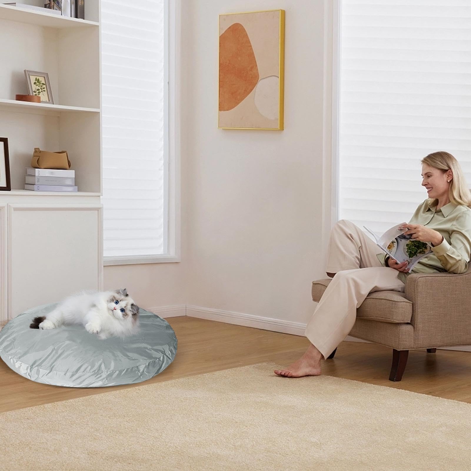 Generic Hundebett-Bezug, rund, wasserdicht, PVC und Stoff, mehrlagig, passend für 97 x 10 cm große Betten, für den Innen- und Außenbereich, mittelgroße Hunde