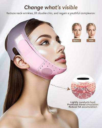 Miniatura 2 de V-Line - Mascarilla escultora Correa de silicona para barbilla para apretar la mandíbula y reducir la barbilla (23-27 pulgadas) (rosa Sakura)