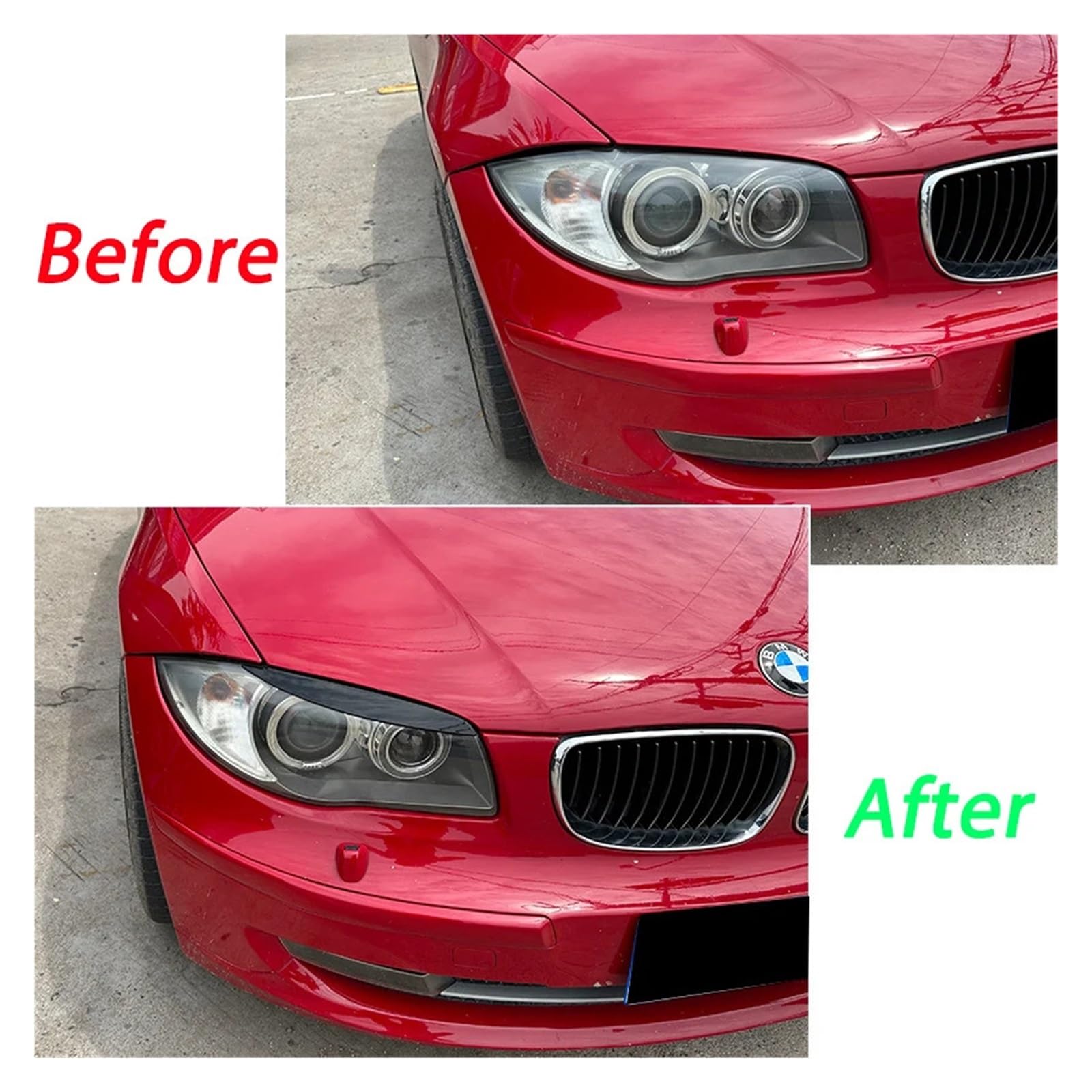 Frontscheinwerfer-Augenbrauenaufkleber for BMW 1er-Serie E81 E82 E87 E88 2004 bis 2014, glänzend schwarze Augenlidabdeckung, ABS Autoscheinwerfer-Augenbraue(Gloss Black)