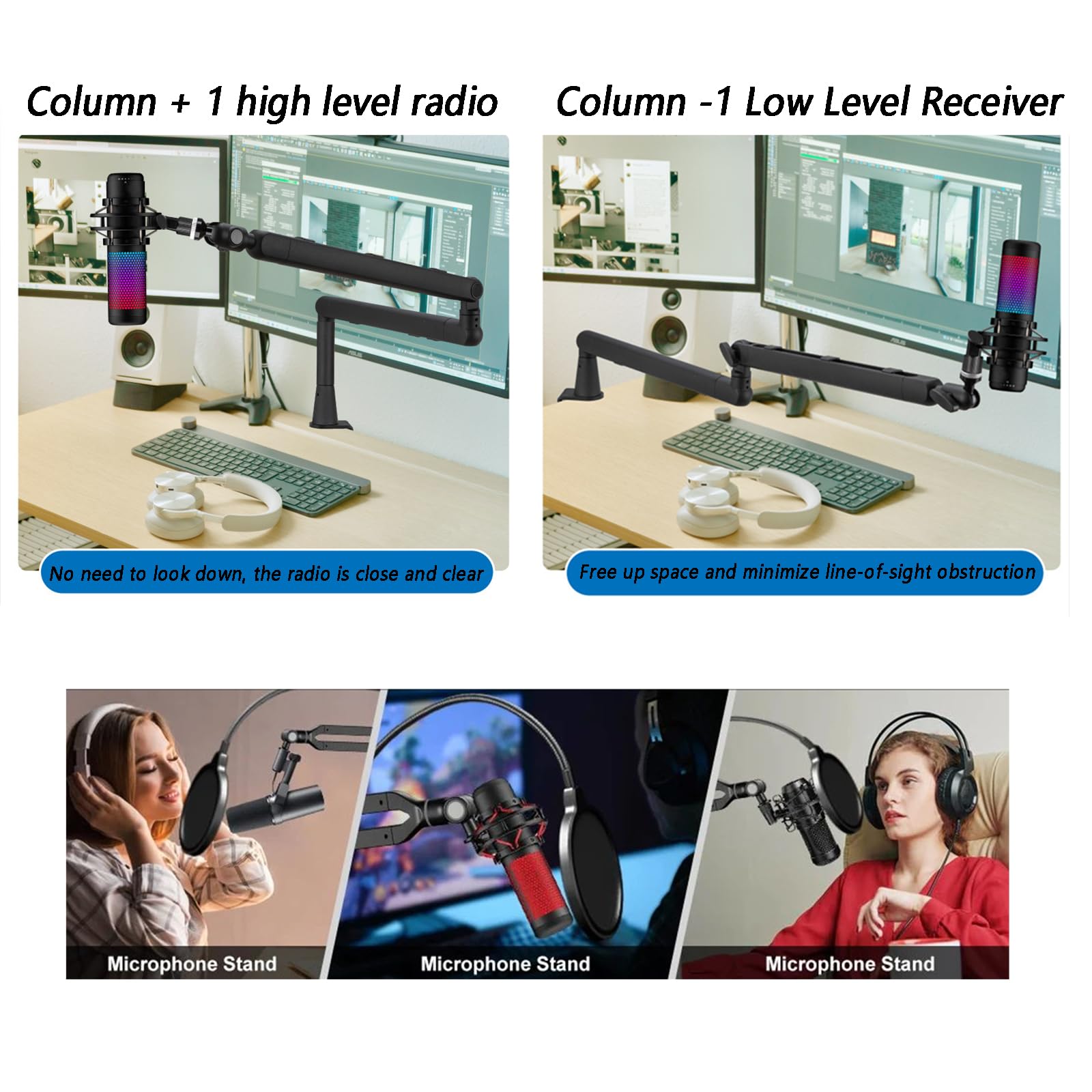 Bras De Micro Télescopique – Rotule 360°, Adaptateurs 3/8 Et 5/8, Rallonge 15 Cm – Pour Studio, Podcast, Gaming Et Réunions
