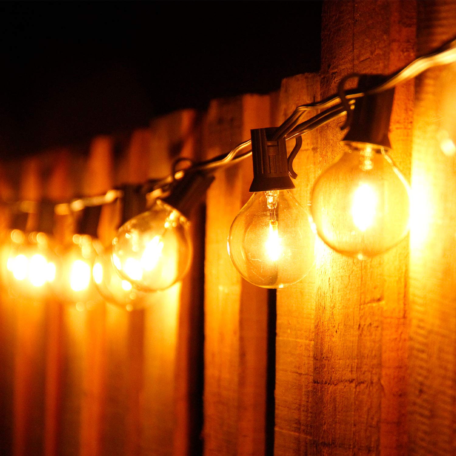 Outdoor String Lights Mains Powered, 50FT Waterproof Festoon Lights with 46PCS E12 Sockets, 46+4 G40 LED Globe Bulbs(4 Spare), Shatterproof Patio Light for Festival Party Christmas Birthday