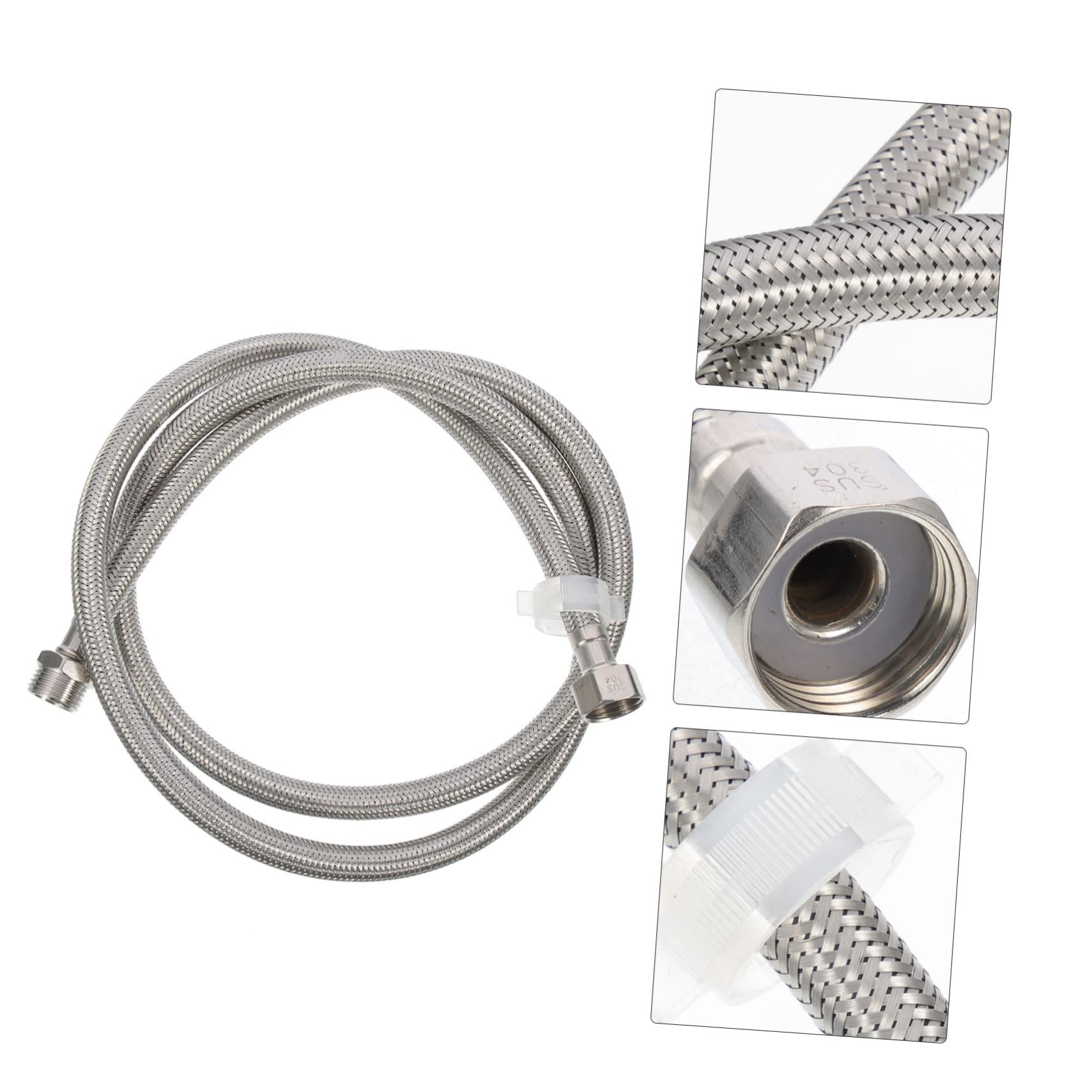 Angoily 3 Pièces Tuyau Extension pour Machine à Laver Acier Inoxydable Flexible Tressé Raccordement Pouce Intérieur et Extérieur Installation Facile et Durable