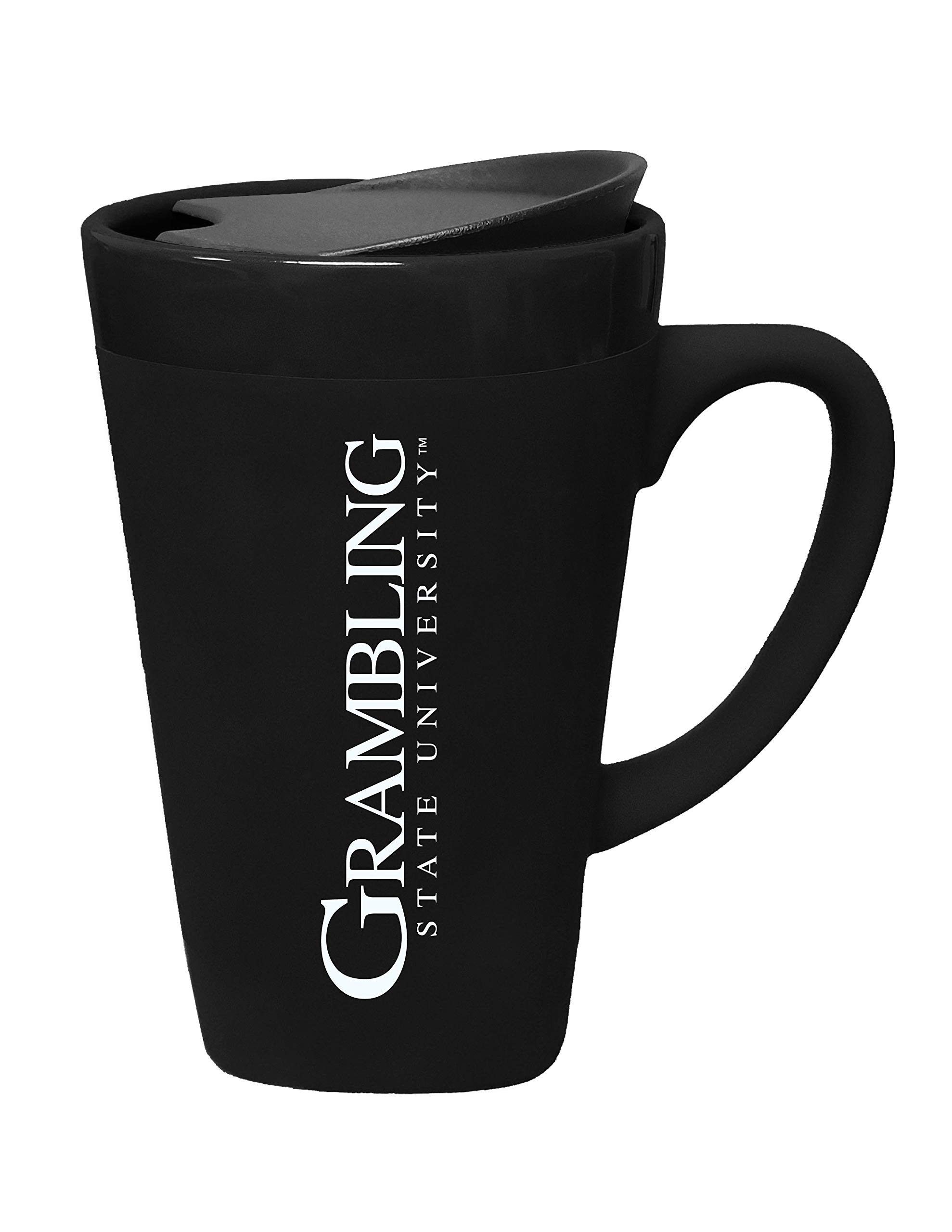 The Fanatic Group Grambling State University Porcelain Mug with Swivel Lid, Design 2 - Black