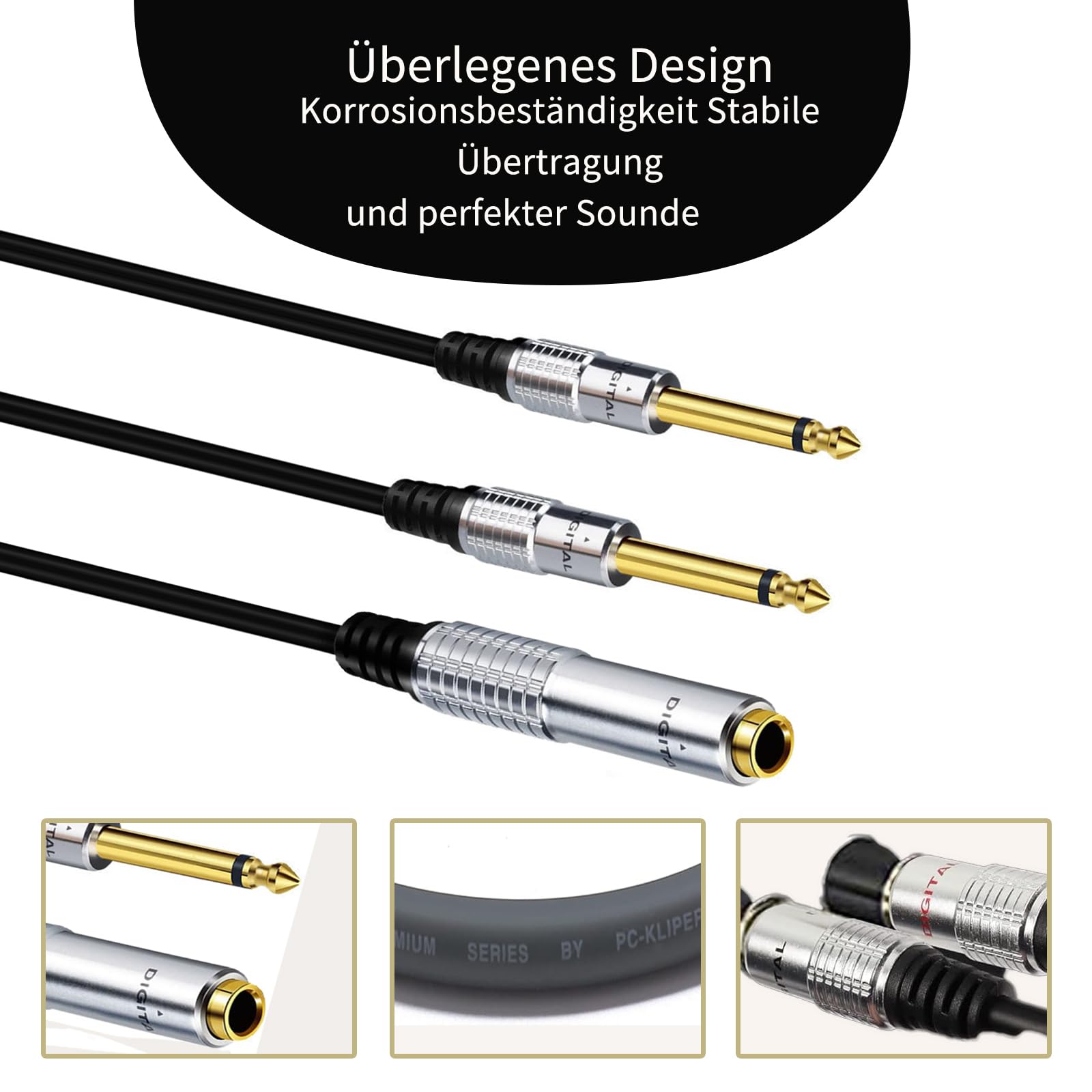 XMSJSIY D-type 6.35mm 1/4 inch panel mount to mono plug cable 6.35mm jack to TS plug adapter cable with gold plated speaker headphone extension cable 0.5m