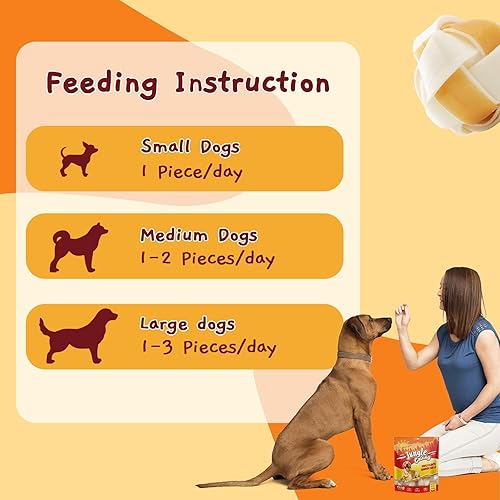 Miniatura 7 de Jungle Calling Golosinas para perros, bocadillos masticables de cuero crudo para perros medianos y grandes, bolas de cuero crudo de triple sabor,