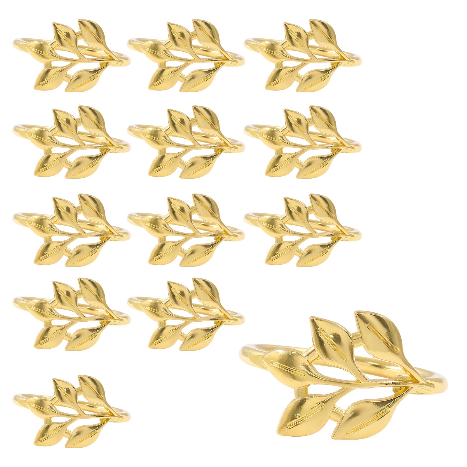 Rierdge Gold Napkin Rings Set of 24, Elegant Leaf Design for Dinner Parties, Table Napkin Rings for Wedding, Dinner Table, Party