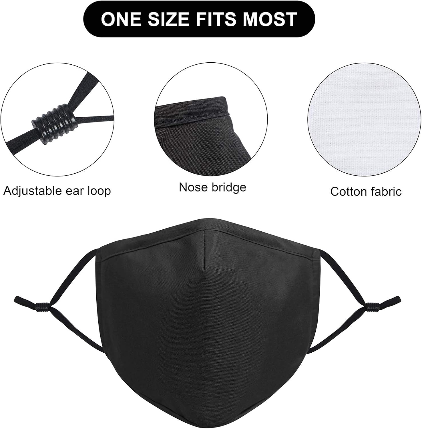 Hywean 6 Pack Cotton Face Mask, Protection Warm Windproof Air filtration Washable Reusable for Men Women