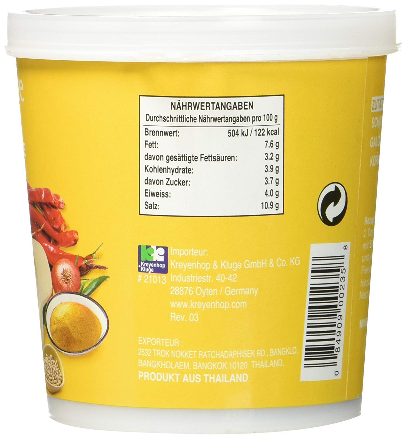 COCK BRAND Lot Pâte De Curry Jaune 3 x 400g