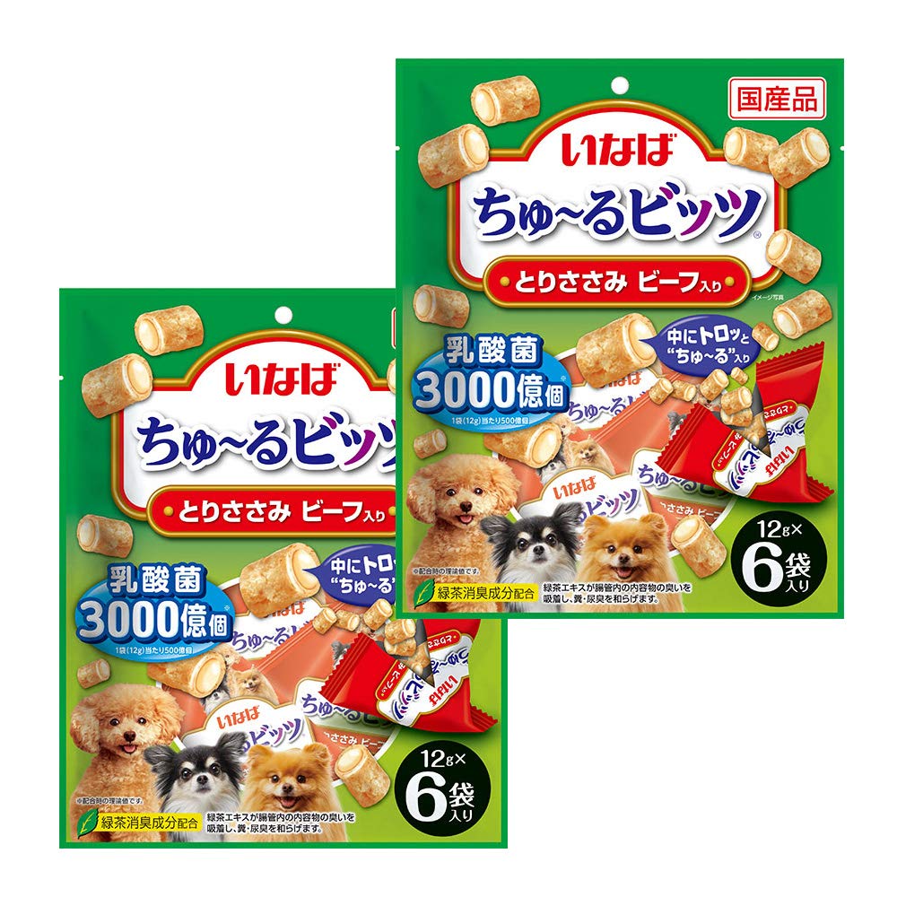 Amazon | いなば ちゅ~るビッツ とりささみ ビーフ入り 12g×6袋