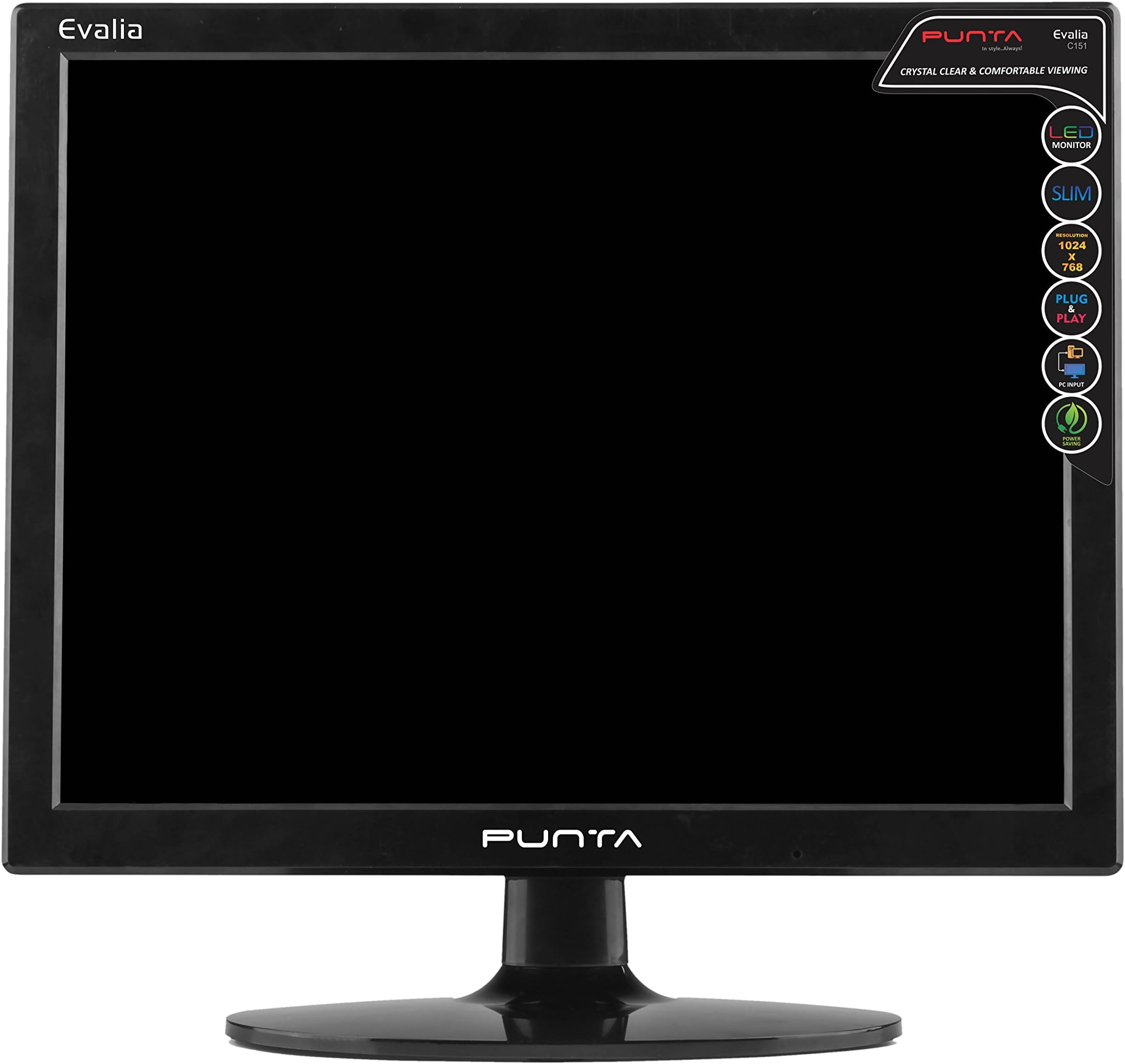 PUNTA 15.4-inch (39.116 cm) LED Backlit Computer Monitor, Wall Mountable, Wide Screen Display for Desktops CCTV - c 154 vga (Black)