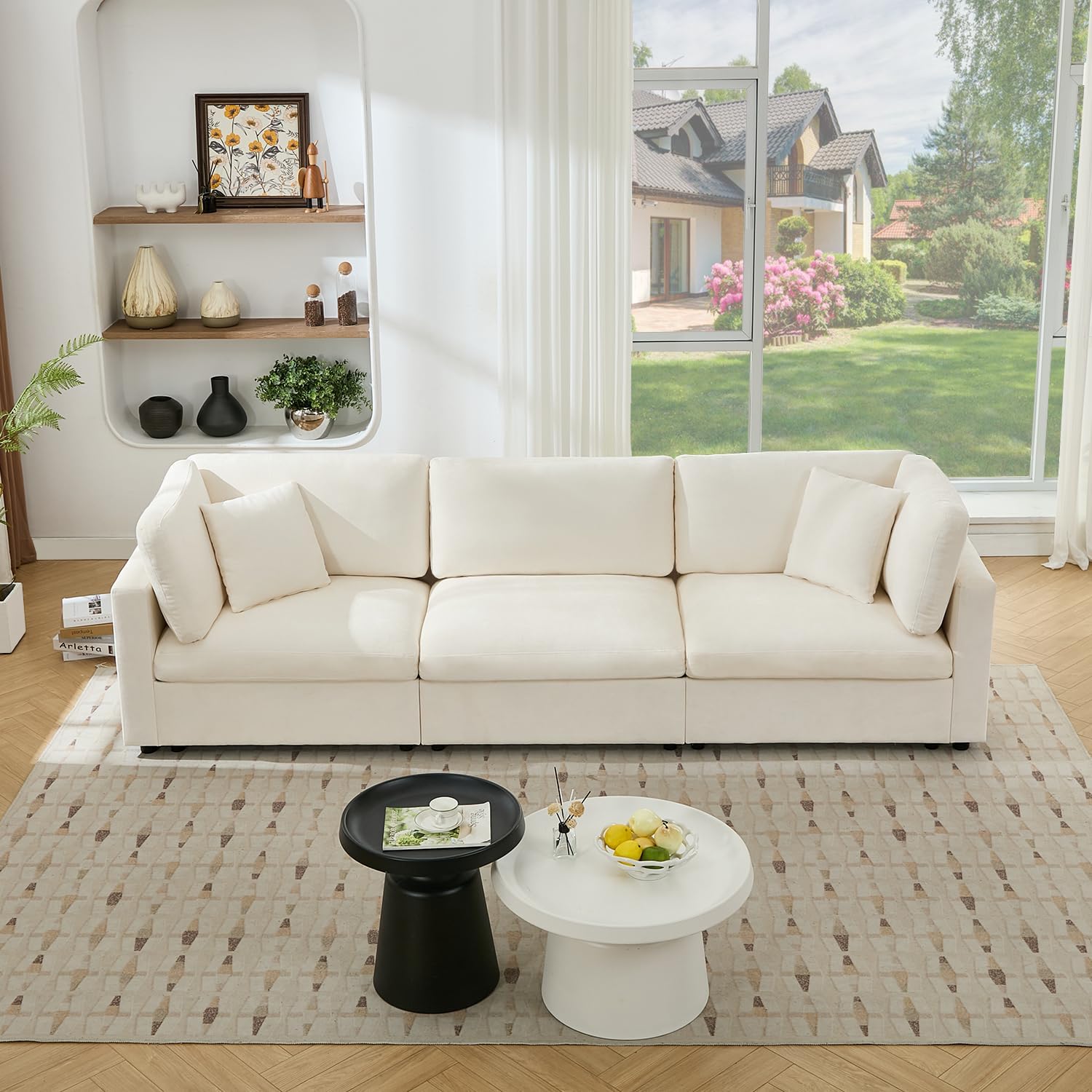 Tbfit Loveseat Modular Sectional Sofa, Oversized Comfy Cloud Couch for Living Room, Washable Faric Cover, 2 Seat Grey