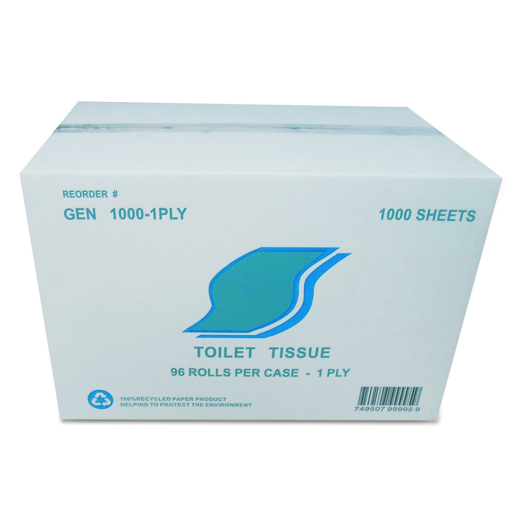 GEN 10001PLY Small Roll Bath Tissue, 1-Ply, 1000 Sheets/Roll, 1.64 in Core (Case of 96)