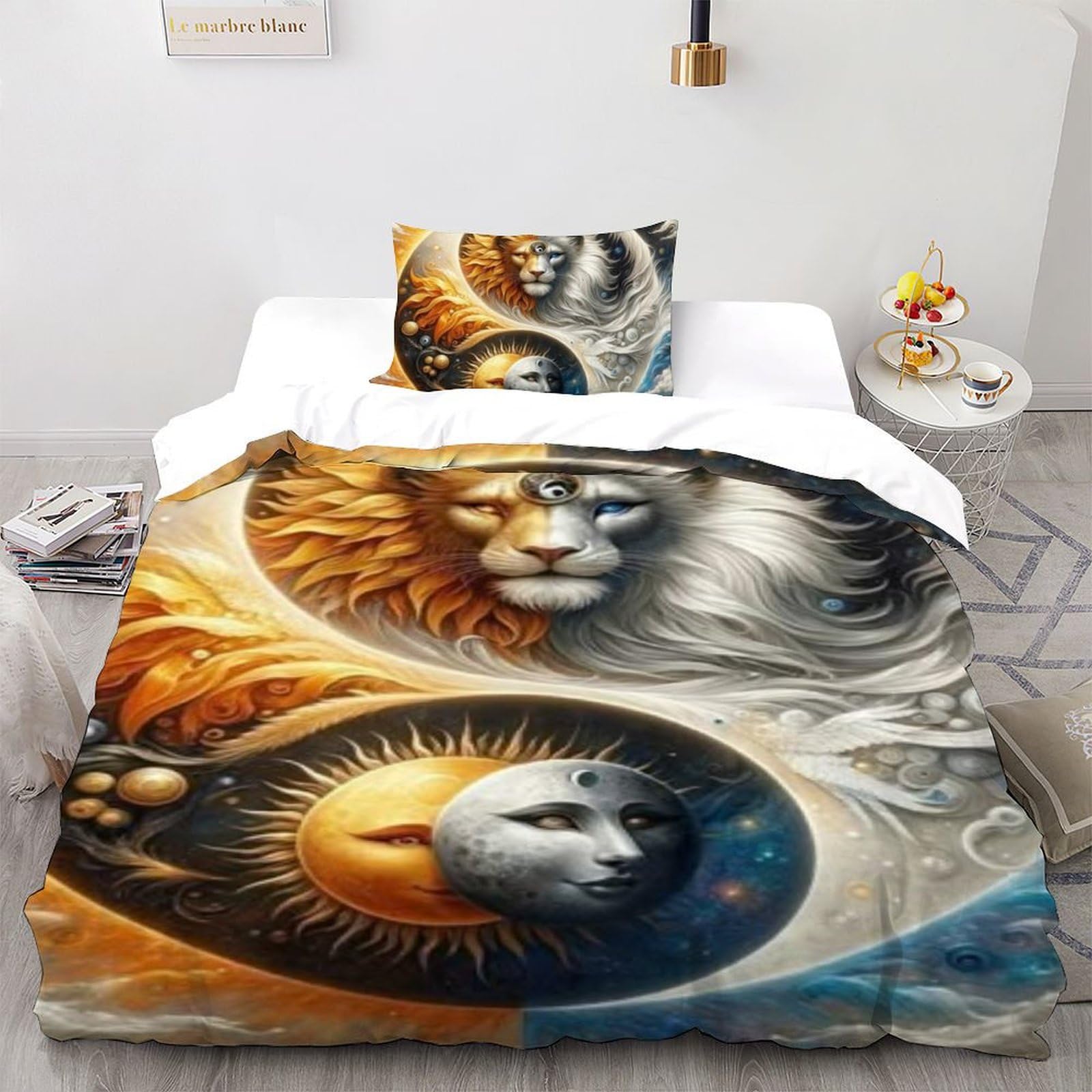 Housse de couette fermeture éclair lit simple thème animaux tigre 3D