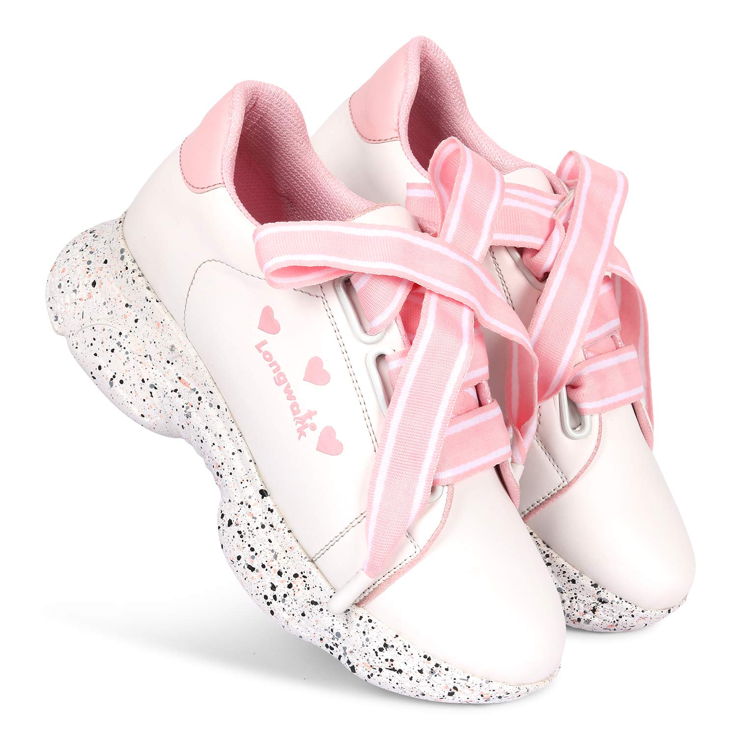 Women Ribbon lace Shoes for Girls Printed Chunky Sole Casual Sneakers-image-30