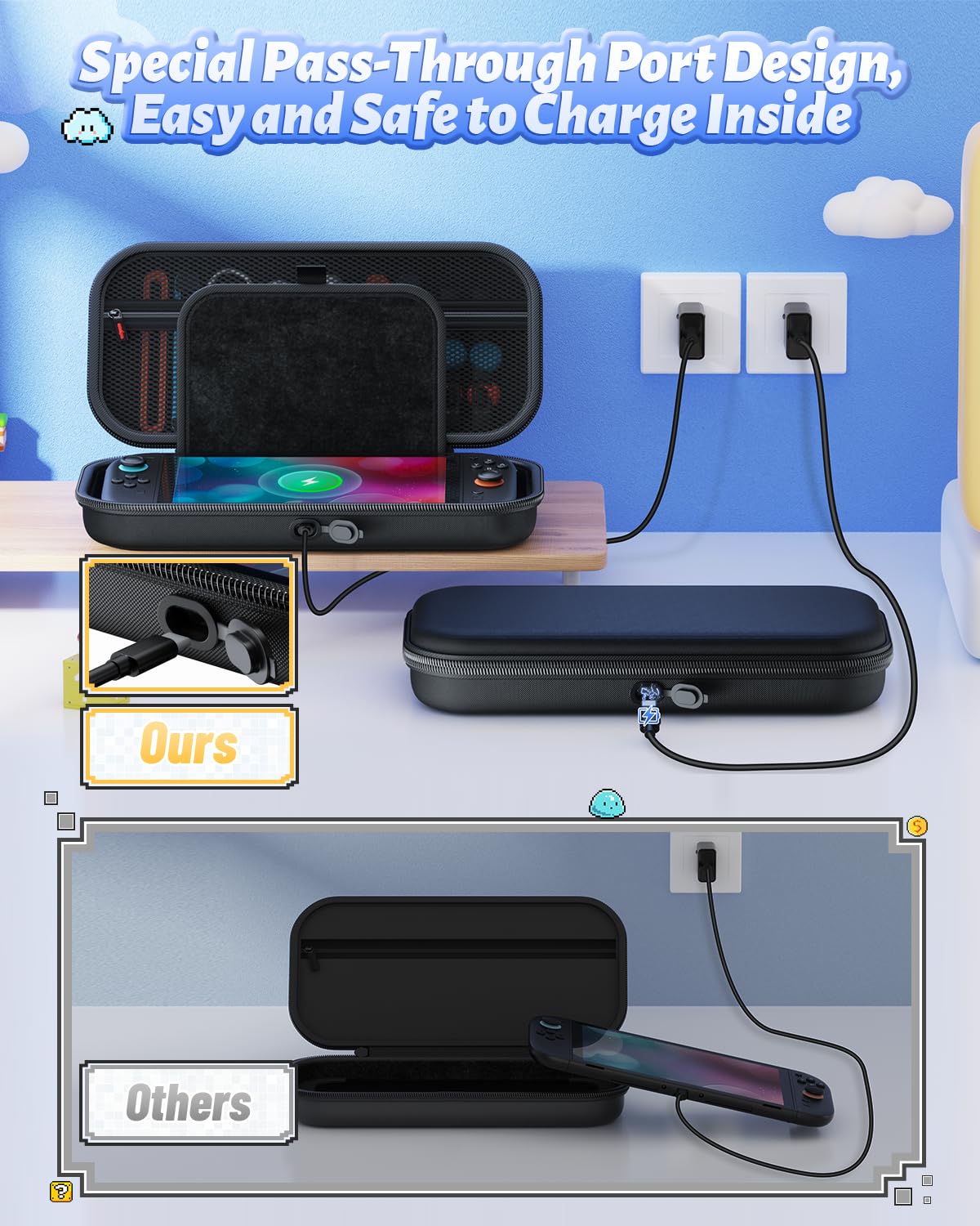 FASTSNAIL Carrying Case for Nintendo Switch 2/1 /OLED, Portable Travel Bag with Charging Port, 10 Game Card Slot, Pocket for Switch 2 Storage Accessories (Switch 2 Case) - Image 2