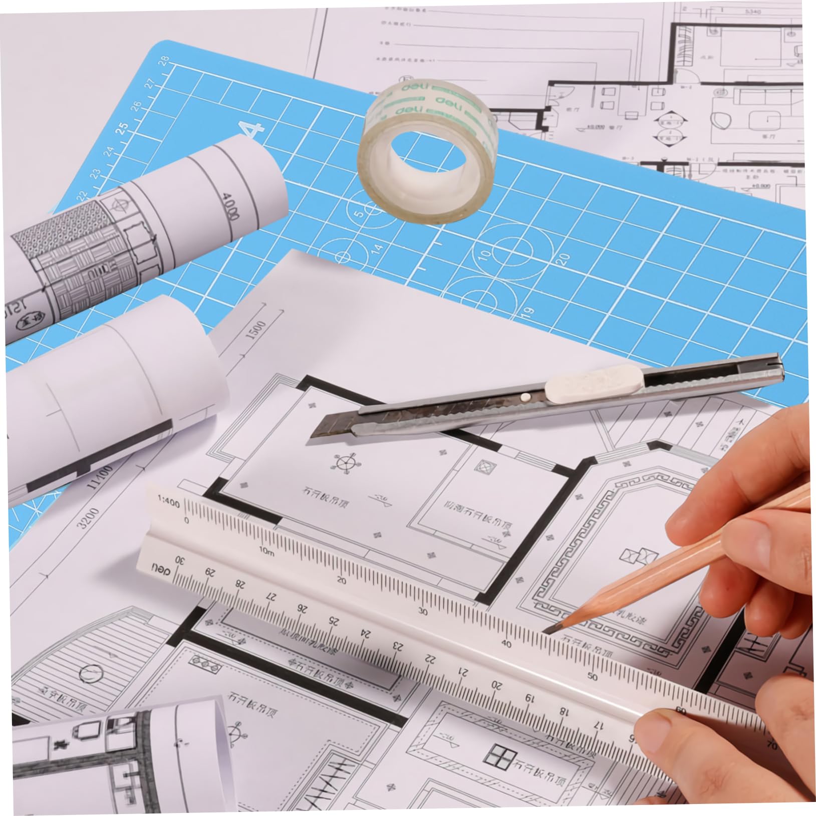 ERINGOGO 4pcs Grid Design Cutting Mats Smooth Pvc Cutting Board for Art Craft Safe Round Edges